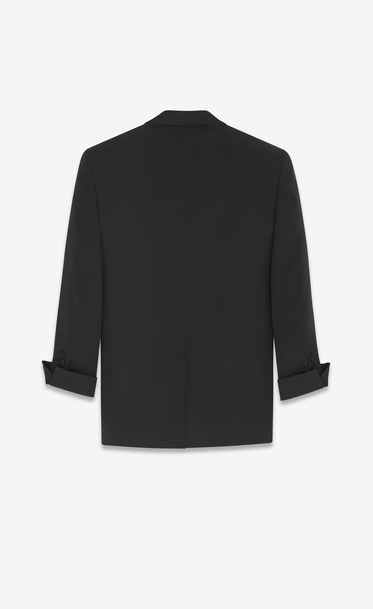 YSL Double-breasted Tuxedo Jacket In Grain De Poudre Noir | BTHWQ8940