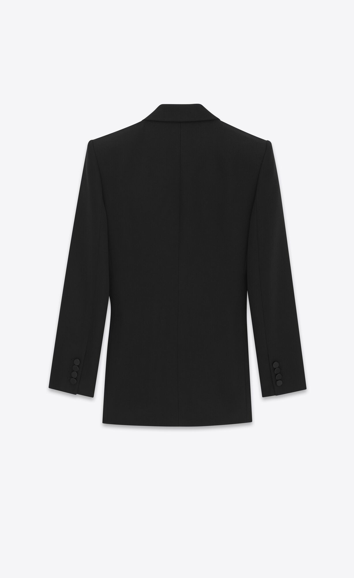 YSL Double-breasted Tuxedo Jacket In Grain De Poudre Black | BYSZF0918