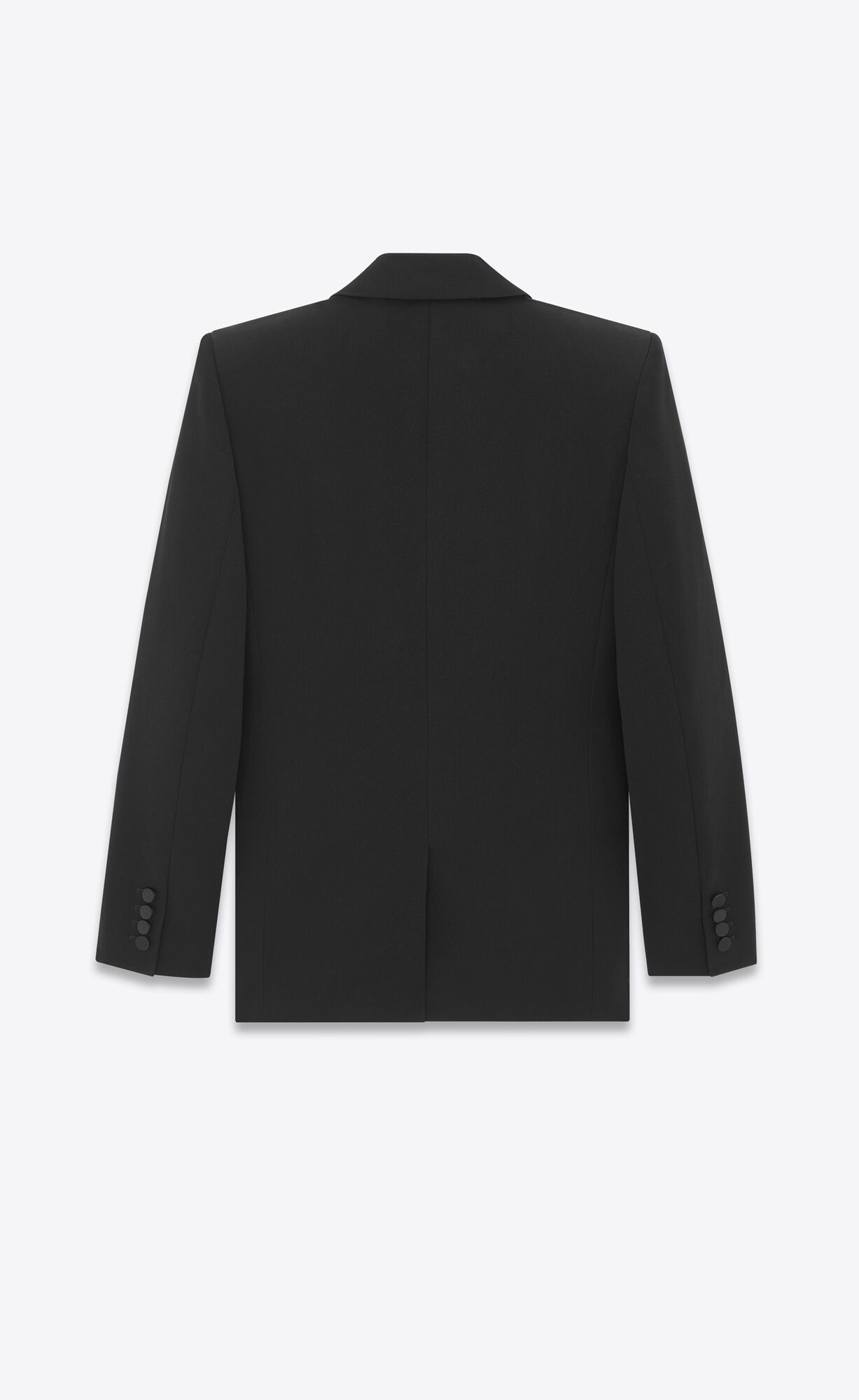 YSL Double-breasted Tuxedo Jacket In Grain De Poudre Black | DUGSW1927