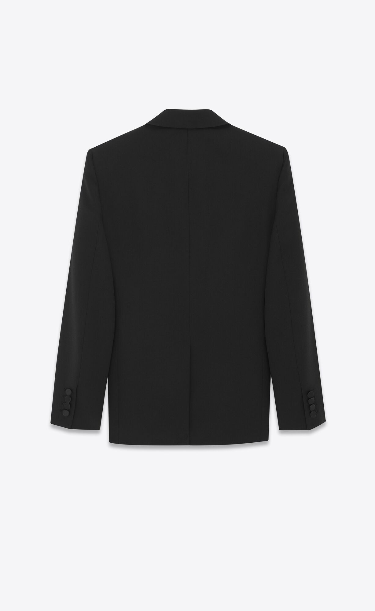 YSL Double-breasted Tuxedo Jacket In Grain De Poudre Black | HKFUM3795