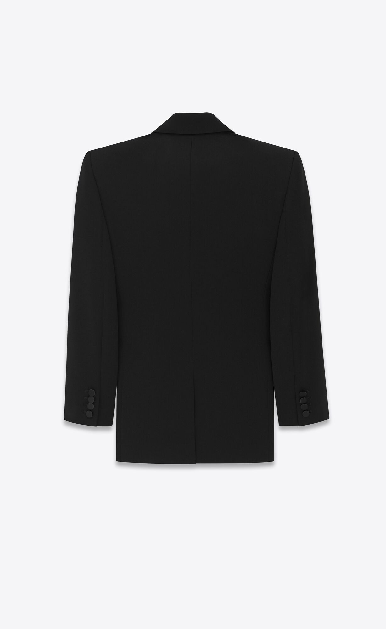 YSL Double-breasted Tuxedo Jacket In Grain De Poudre Black | UPGKH0837