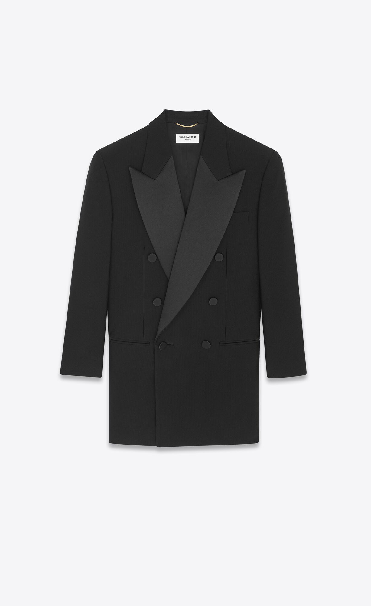 YSL Double-breasted Tuxedo Jacket In Wool Noir | LTHOM8076