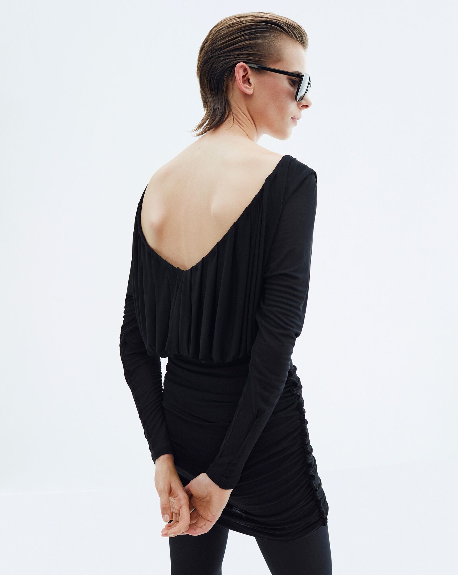 YSL Draped Dress In Jersey Black | MPIJA9620