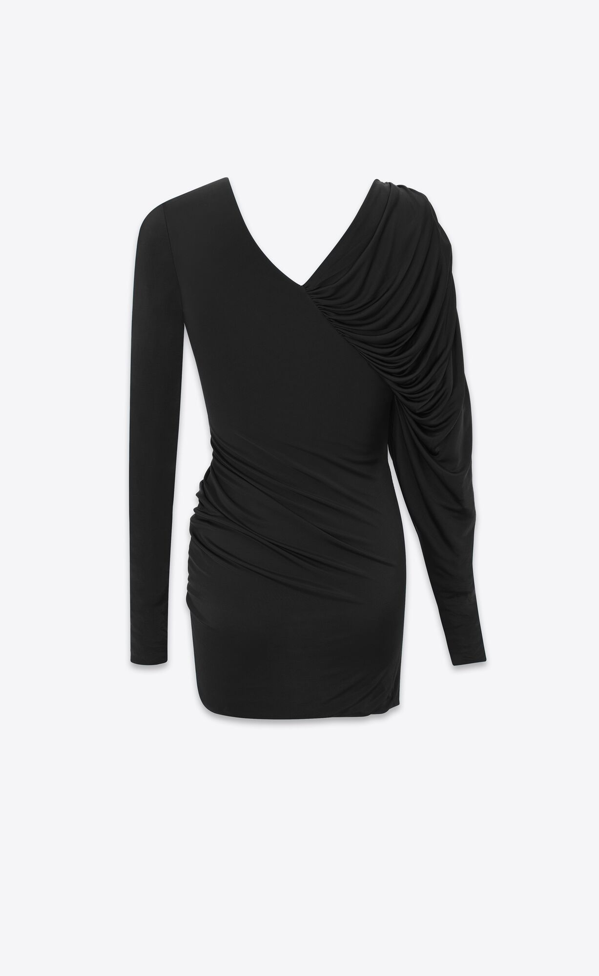 YSL Draped Dress In Shiny Jersey Black | PVHYT1784