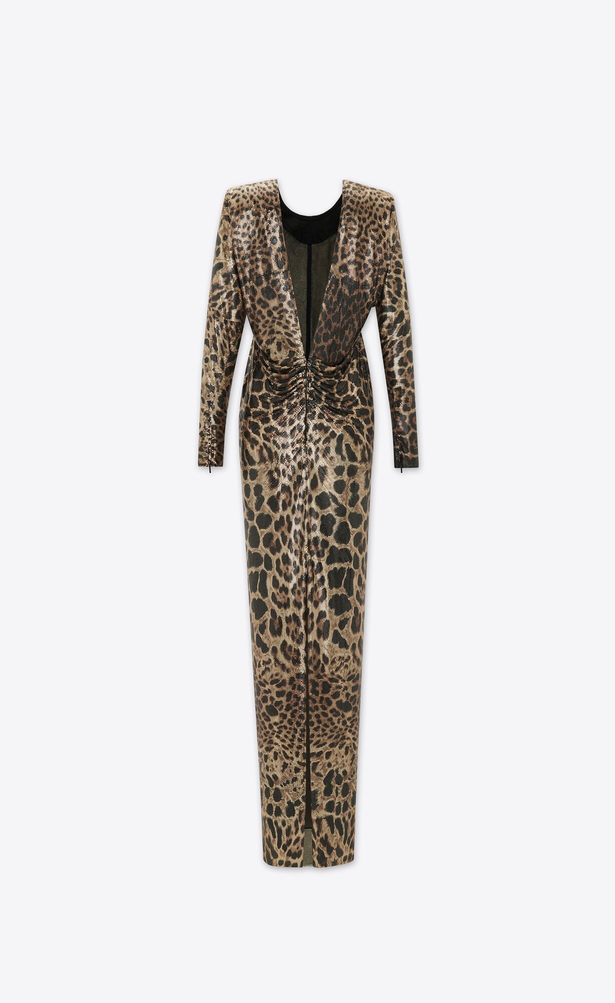 YSL Dress In Leopard Mesh Fauve | KUWHC0573