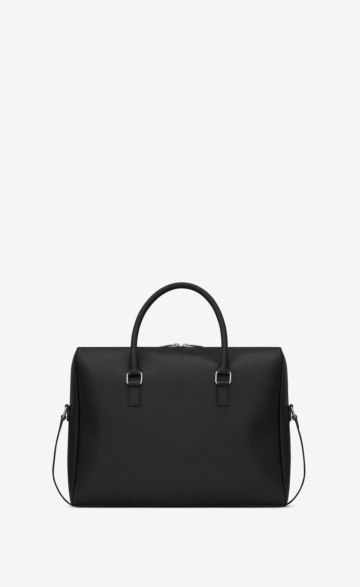 YSL Duffle Briefcase In Grain De Poudre Embossed Leather Black | NAVUP7542