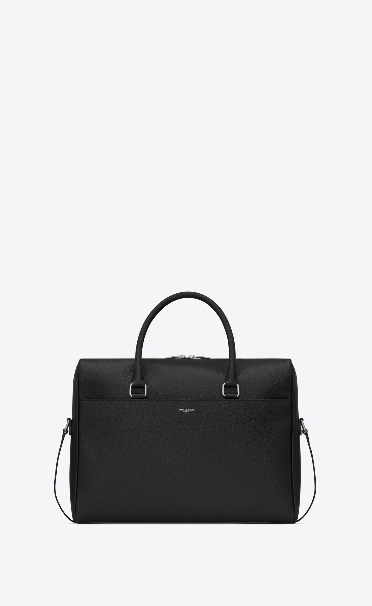 YSL Duffle Briefcase In Grain De Poudre Embossed Leather Black | NAVUP7542