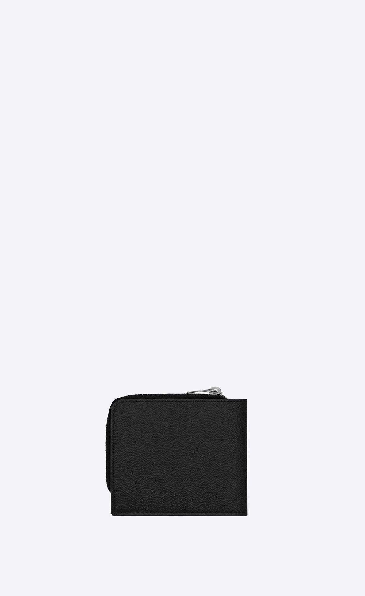 YSL East/West Zip-around Wallet In Grain De Poudre Embossed Leather Black | AOUYQ5697