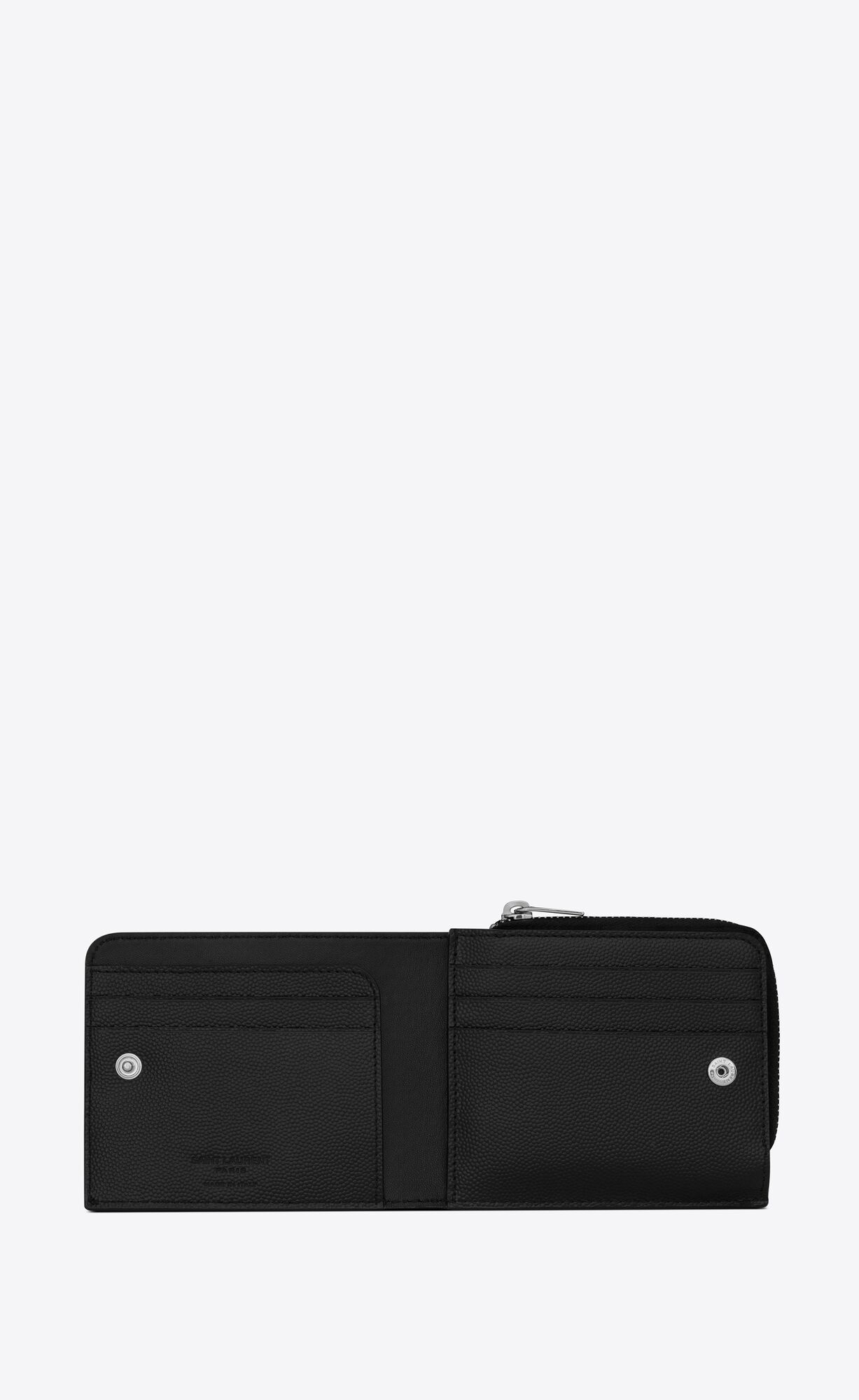 YSL East/West Zip-around Wallet In Grain De Poudre Embossed Leather Black | AOUYQ5697