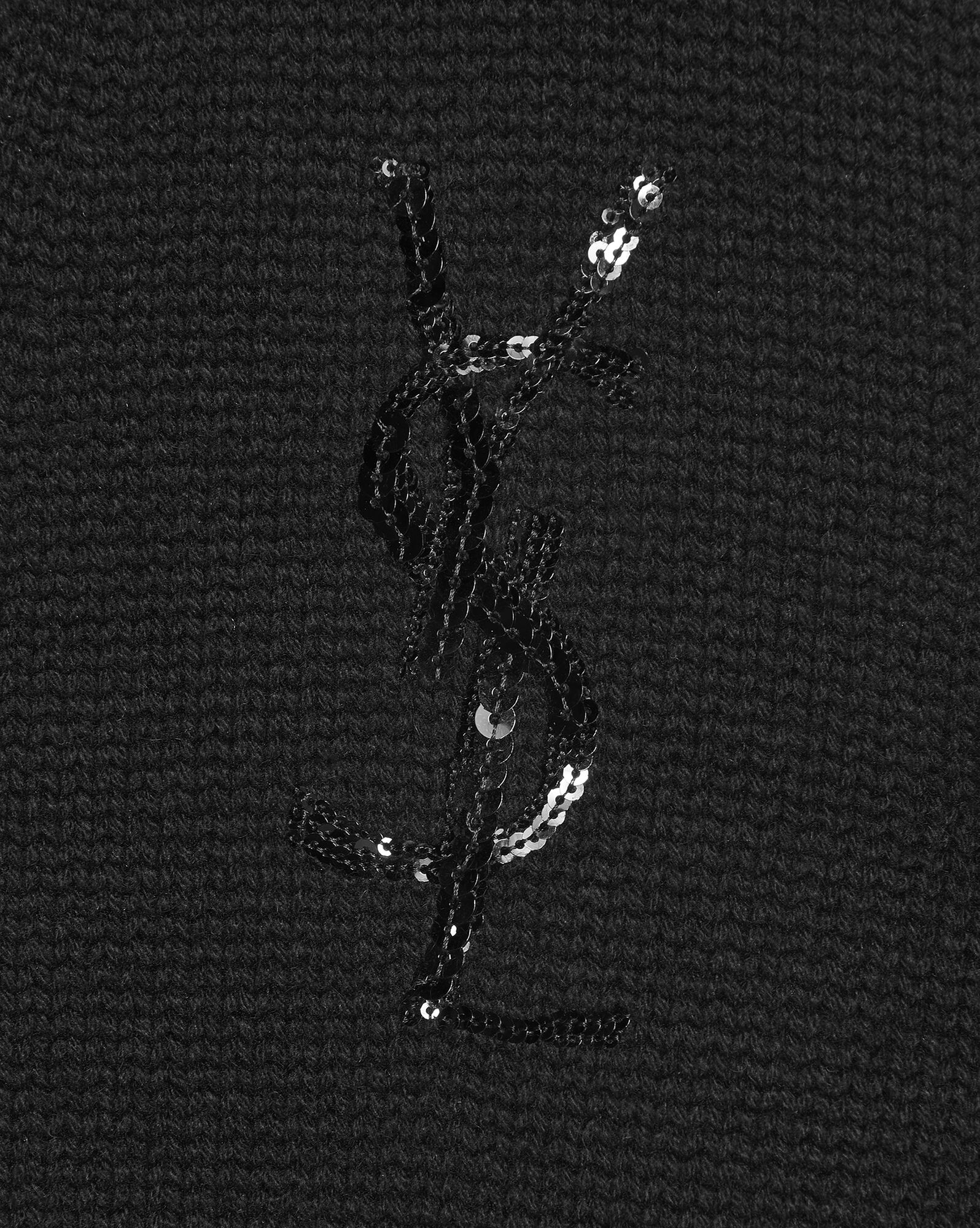 YSL Embroidered Cardigan In Cashmere Black | VKHBU4571