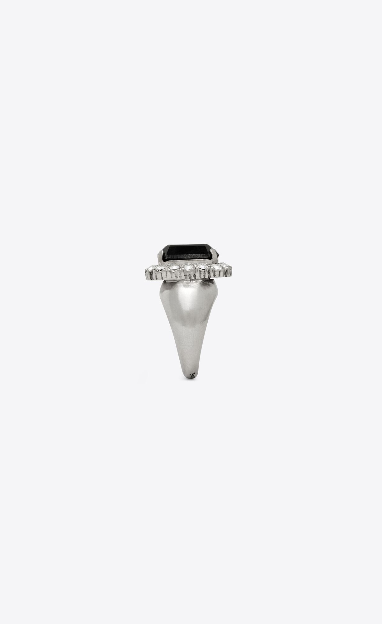 YSL Emerald Princess Ring In Metal Palladium, Crystal And Black | DKVME8931