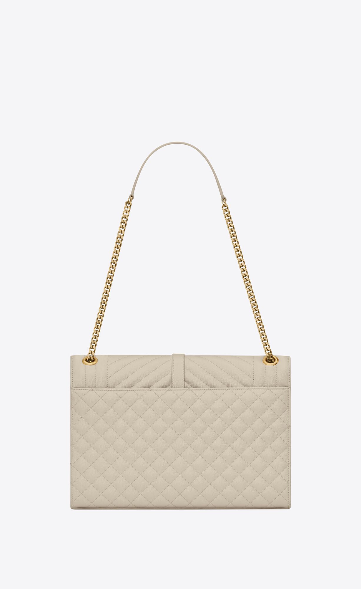 YSL Envelope Large Bag In Mix Matelassé Grain De Poudre Embossed Leather Blanc Vintage | KMGJF8597