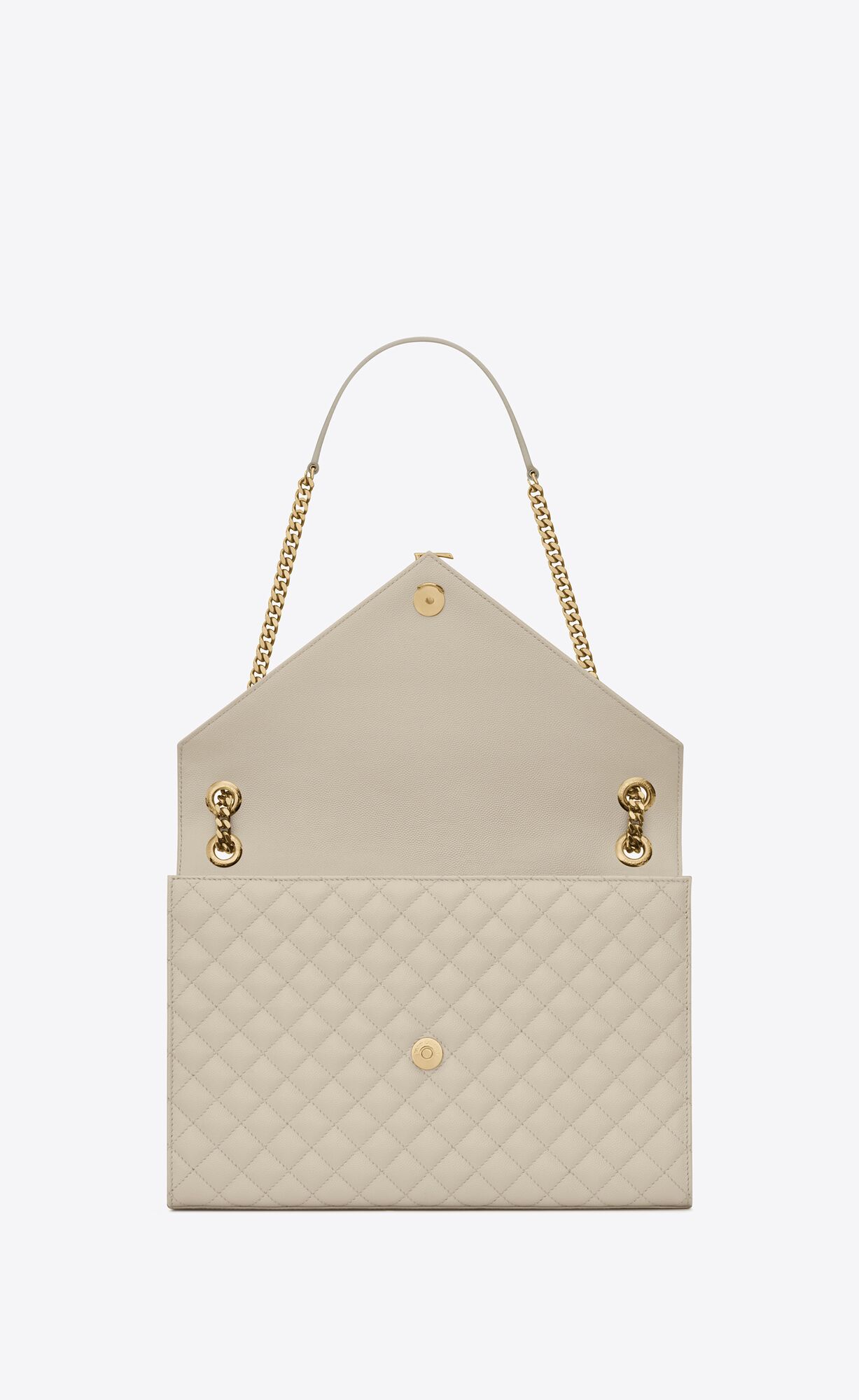 YSL Envelope Large Bag In Mix Matelassé Grain De Poudre Embossed Leather Blanc Vintage | KMGJF8597