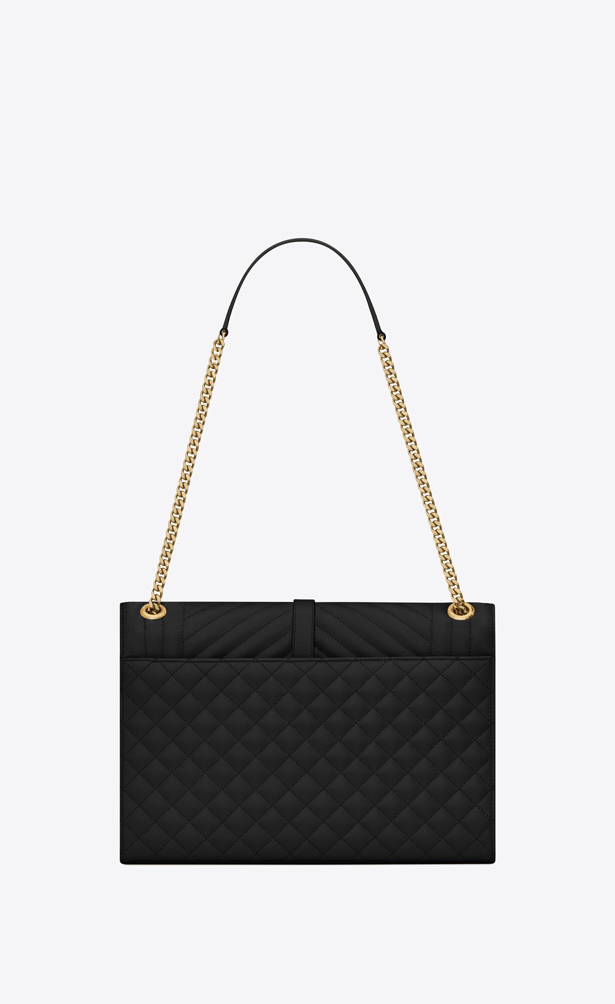 YSL Envelope Large Bag In Mix Matelassé Grain De Poudre Embossed Leather Noir | NUXLR7309