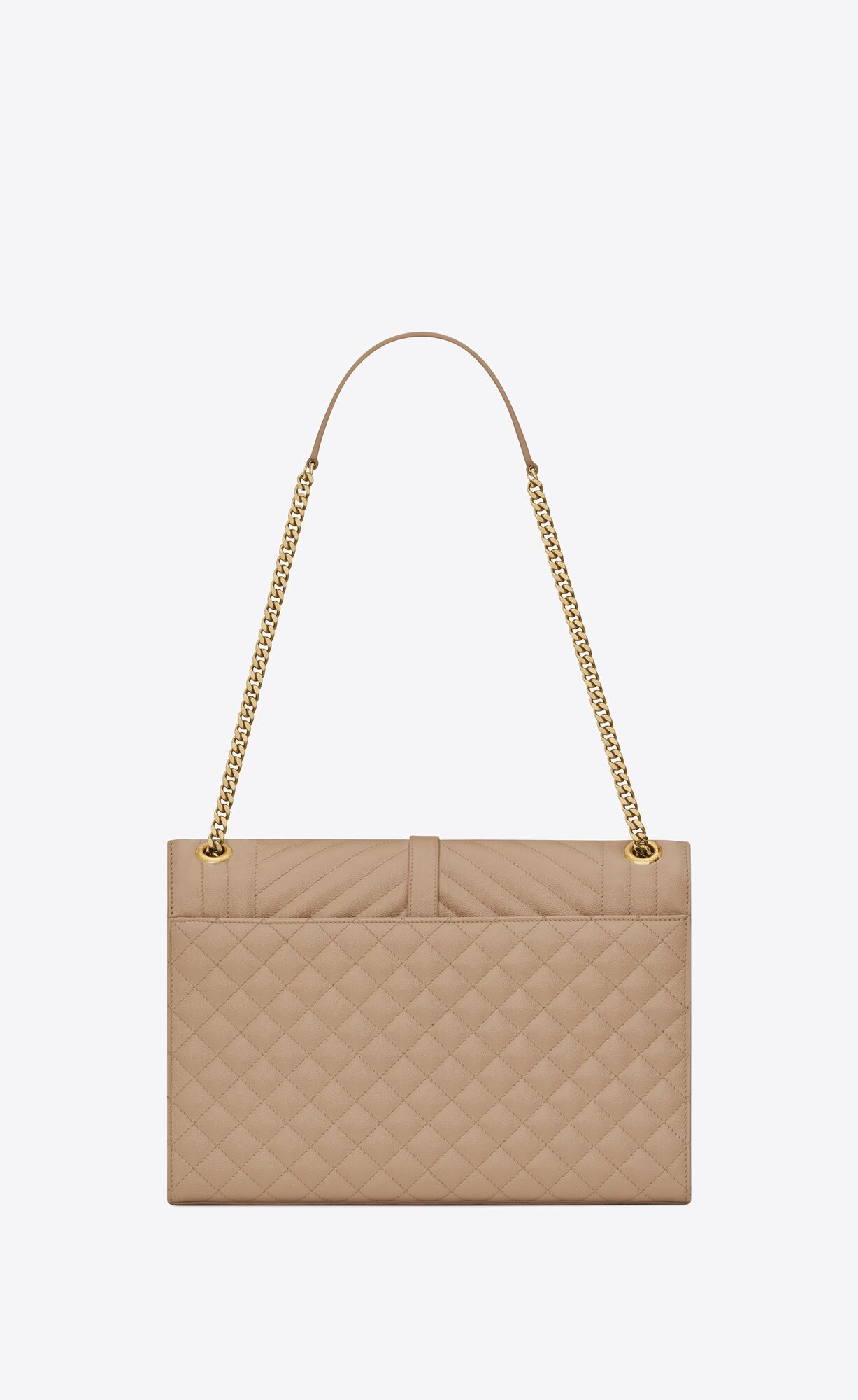 YSL Envelope Large Bag In Mix Matelassé Grain De Poudre Embossed Leather Dark Beige | ZMTOU8692