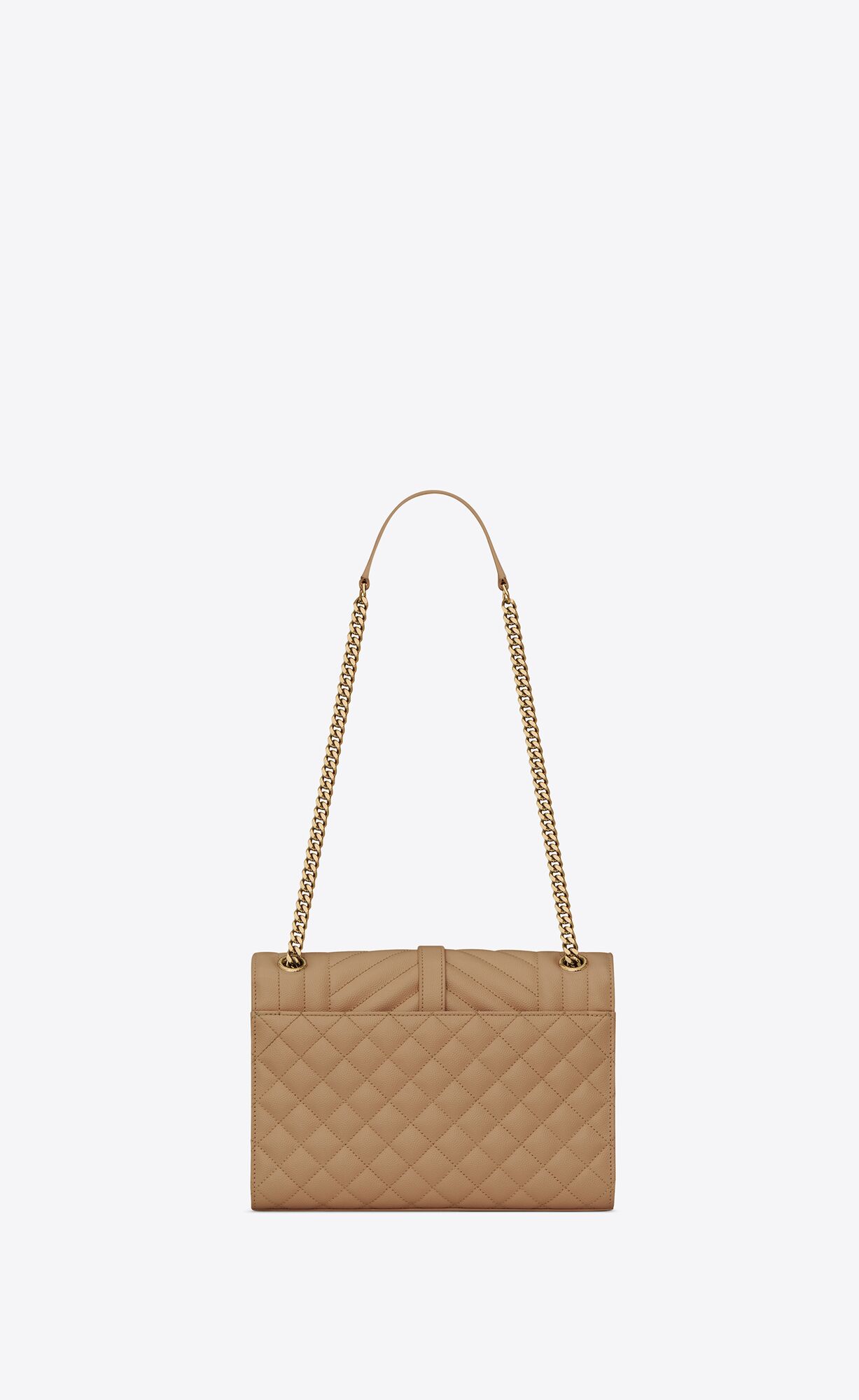 YSL Envelope Medium Chain Bag In Mix Matelassé Grain De Poudre Embossed Leather Taupe | BGLPZ4970