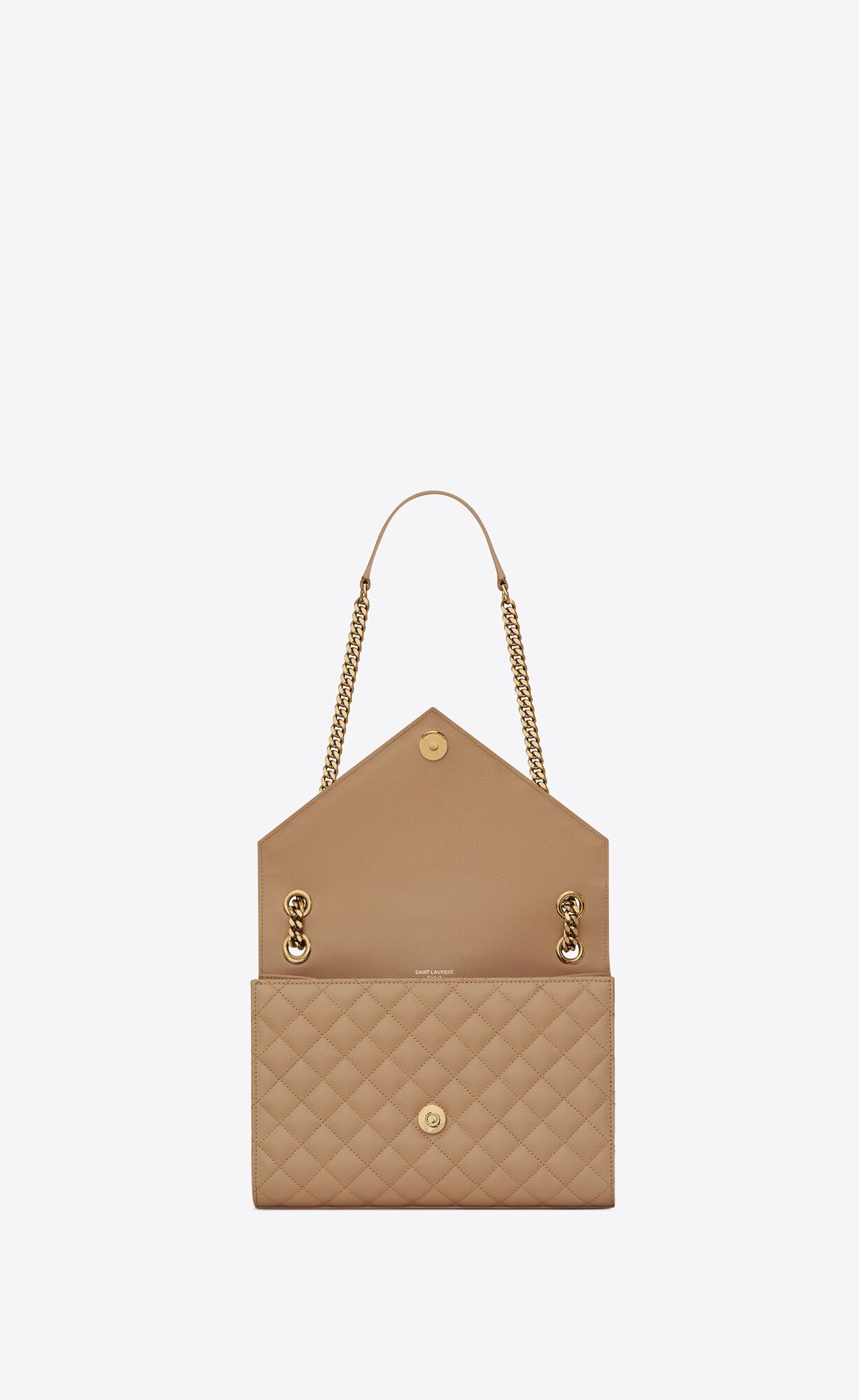 YSL Envelope Medium Chain Bag In Mix Matelassé Grain De Poudre Embossed Leather Taupe | BGLPZ4970