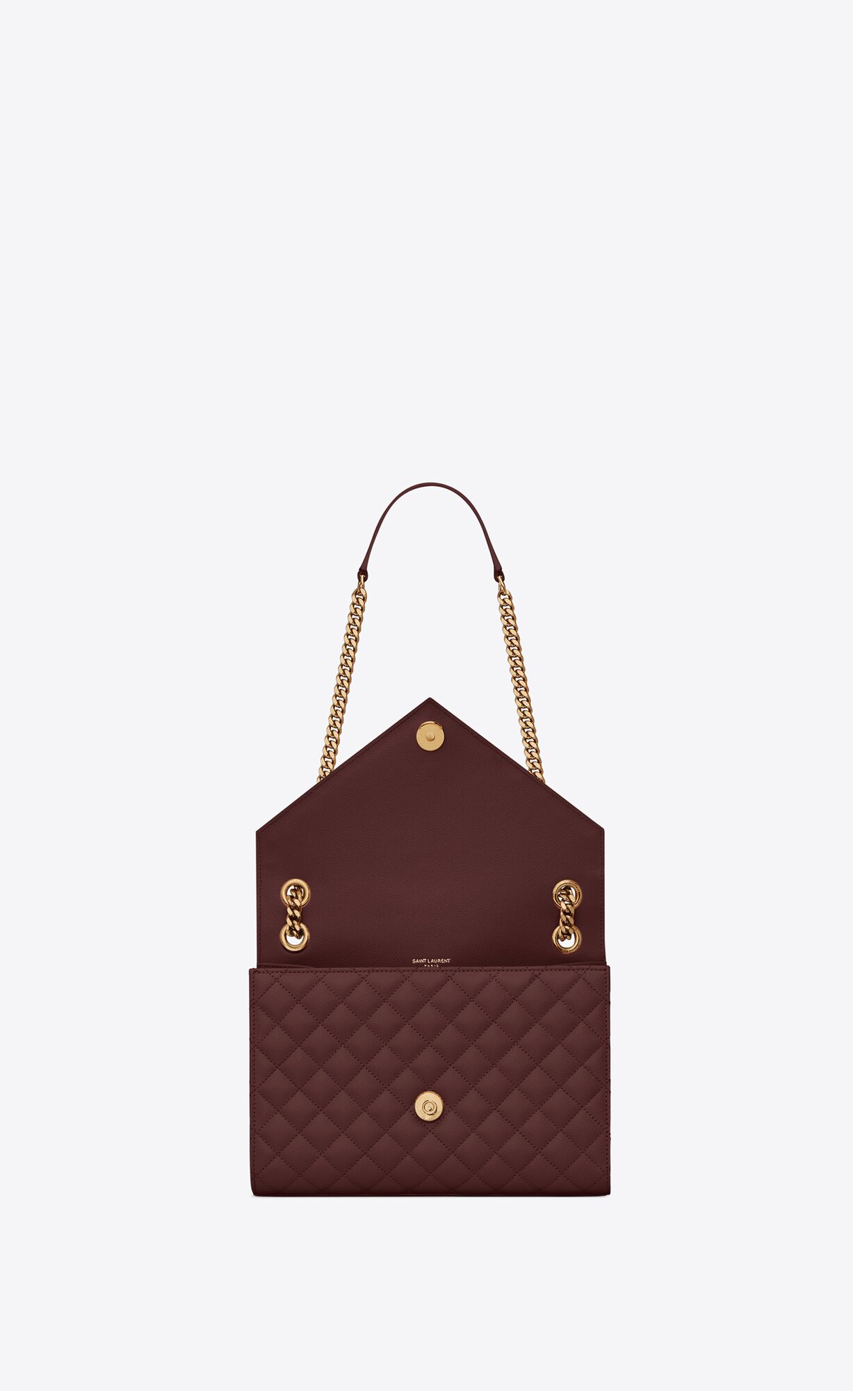 YSL Envelope Medium Chain Bag In Mix Matelassé Grain De Poudre Embossed Leather Rouge Legion | KNEMJ0683