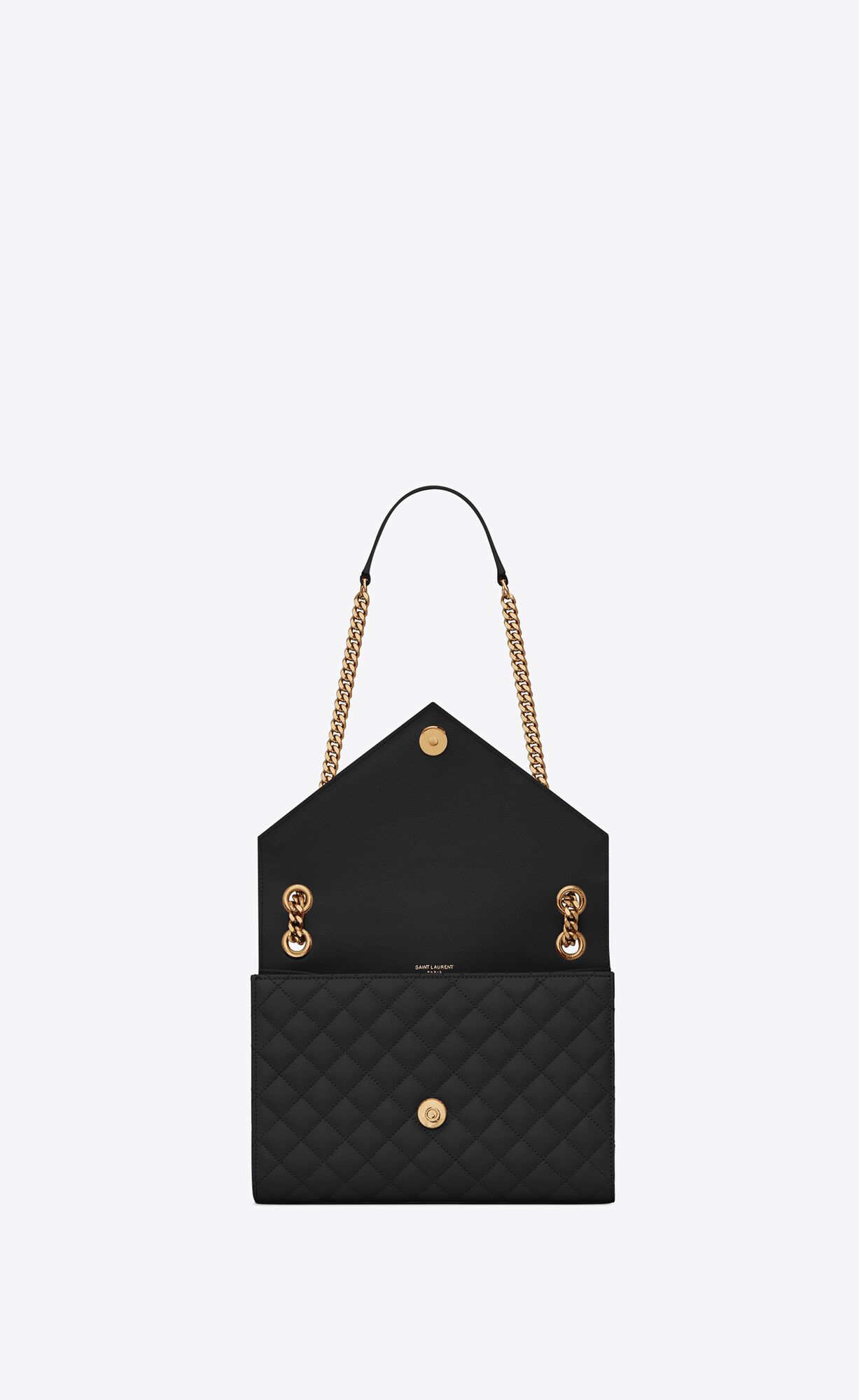 YSL Envelope Medium Chain Bag In Mix Matelassé Grain De Poudre Embossed Leather Noir | KNFEA6183