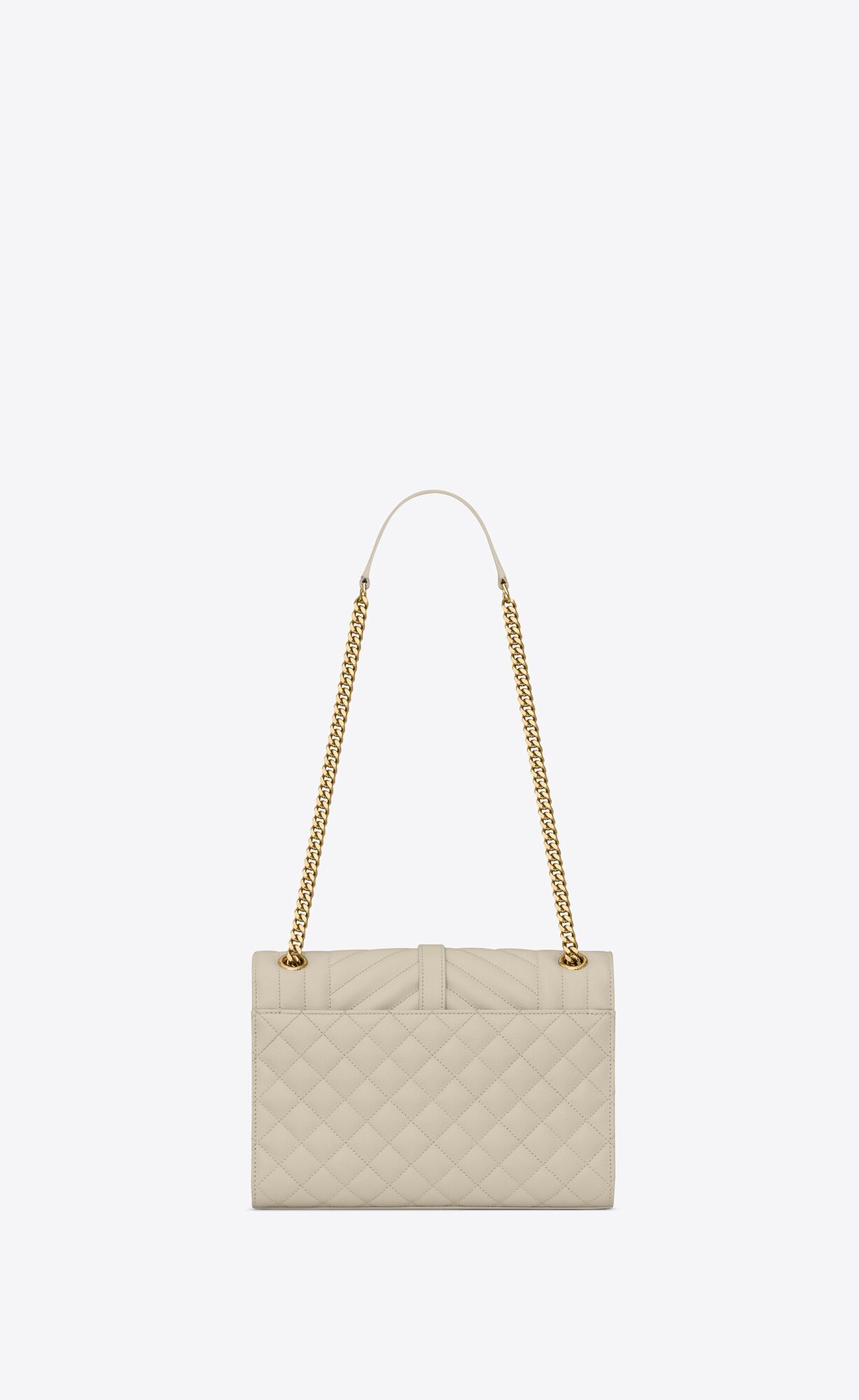 YSL Envelope Medium Chain Bag In Mix Matelassé Grain De Poudre Embossed Leather Blanc Vintage | KPVXO2678