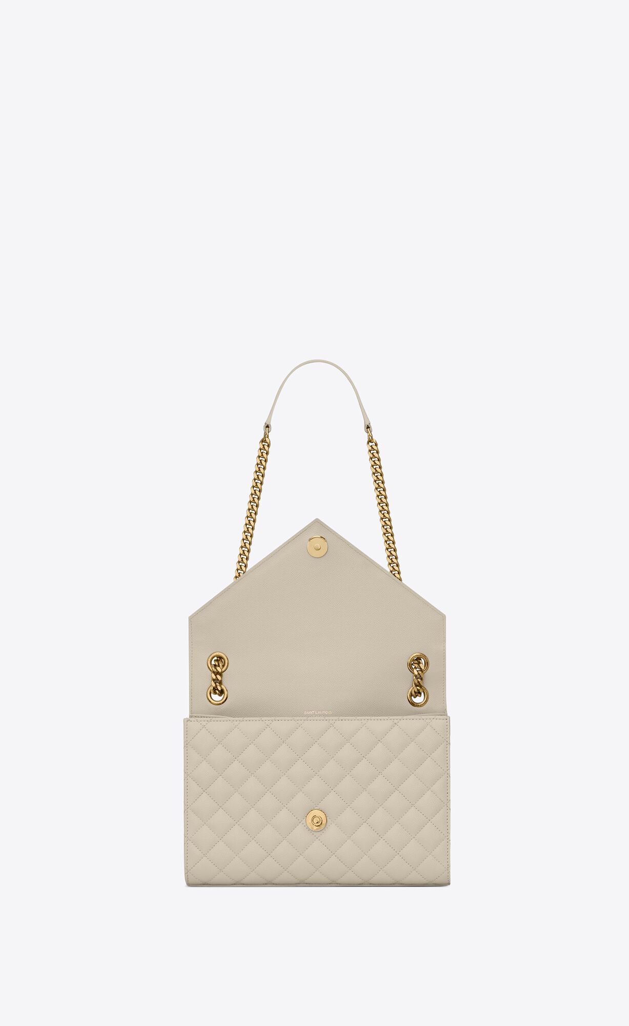 YSL Envelope Medium Chain Bag In Mix Matelassé Grain De Poudre Embossed Leather Blanc Vintage | KPVXO2678