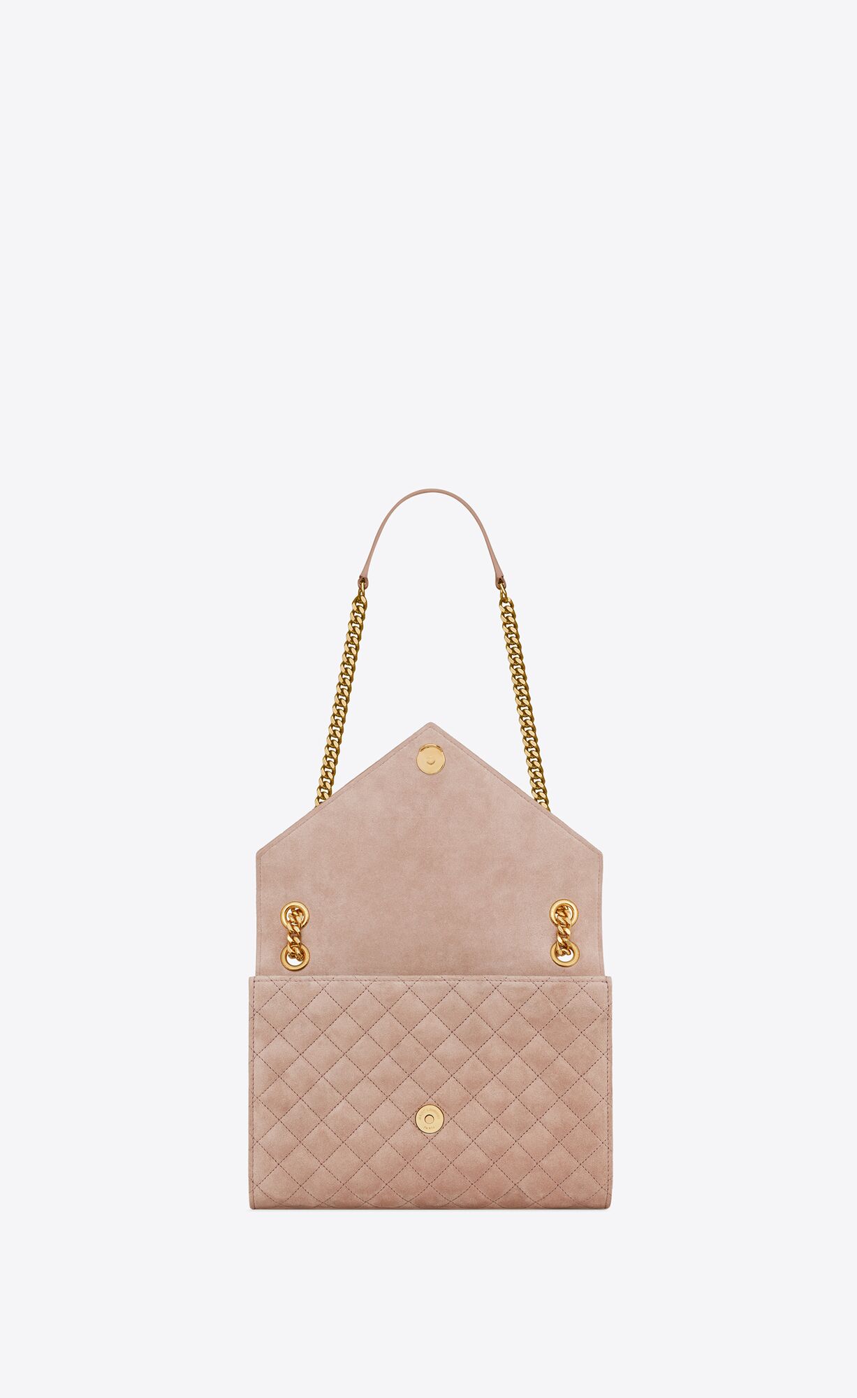 YSL Envelope Medium Chain Bag In Mix Matelassé Suede Rosy Sand | OPKWC2071