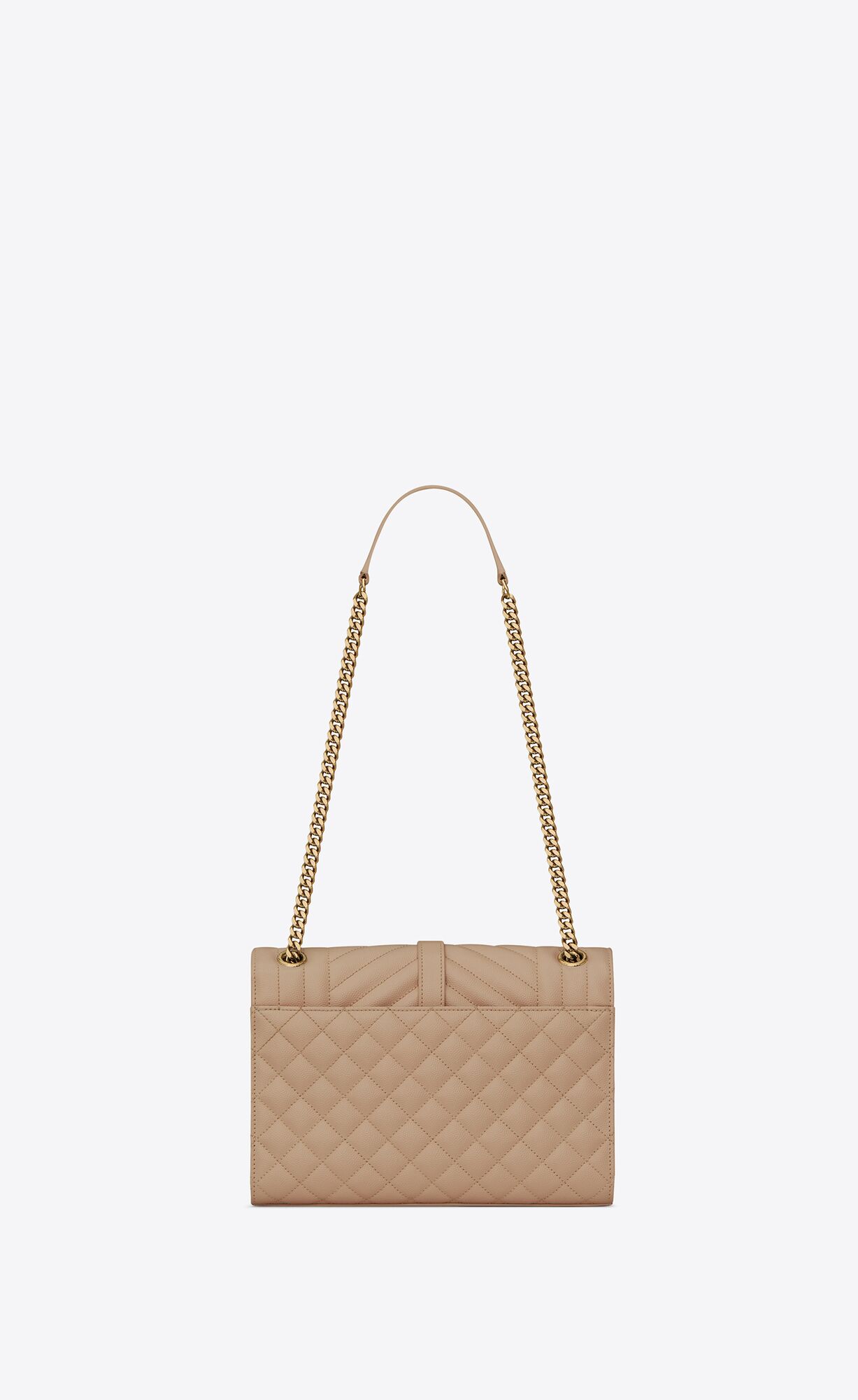 YSL Envelope Medium Chain Bag In Mix Matelassé Grain De Poudre Embossed Leather Dark Beige | WAHQF8729