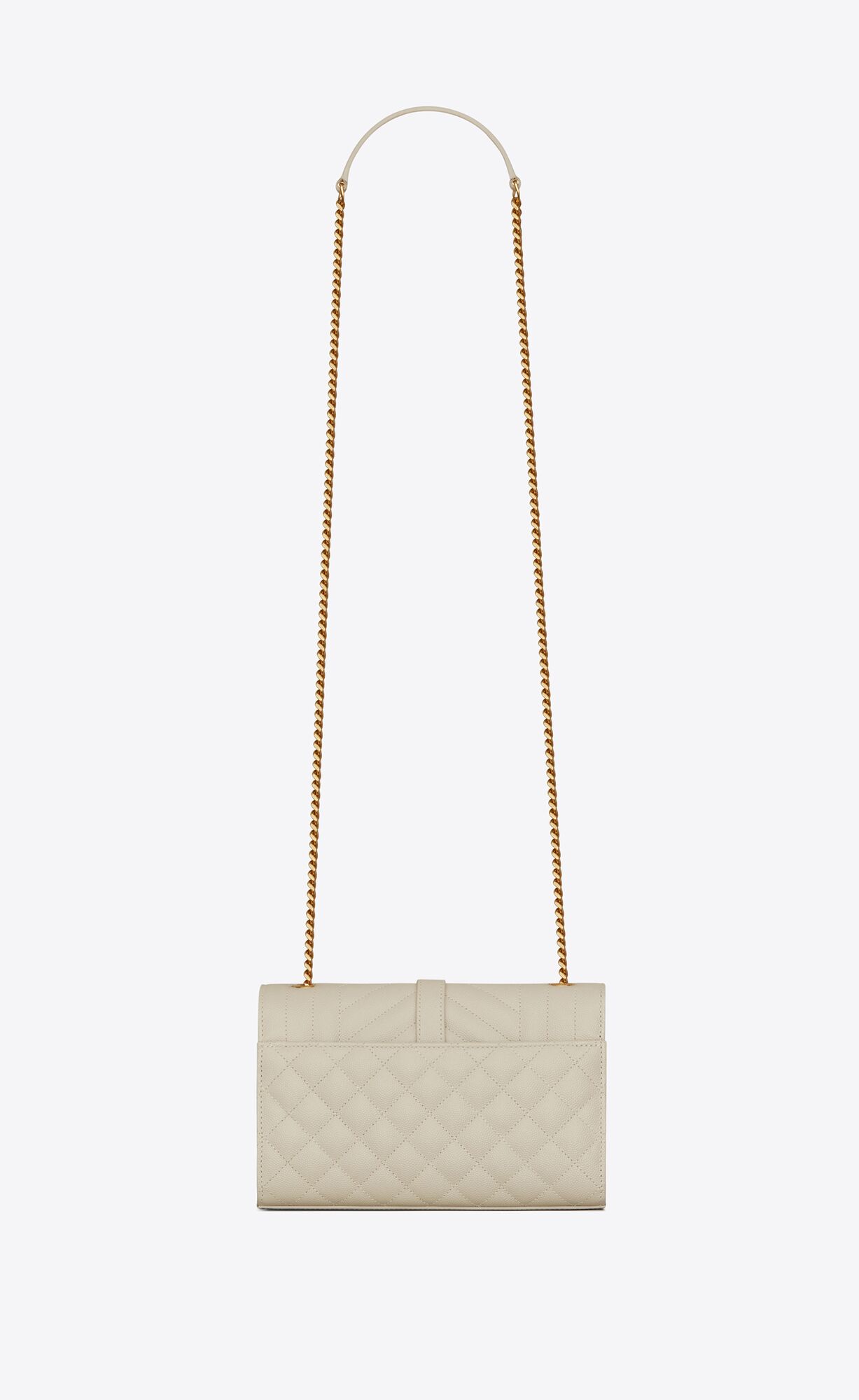 YSL Envelope Small Bag In Mix Matelassé Grain De Poudre Embossed Leather Blanc Vintage | FPDGH5327