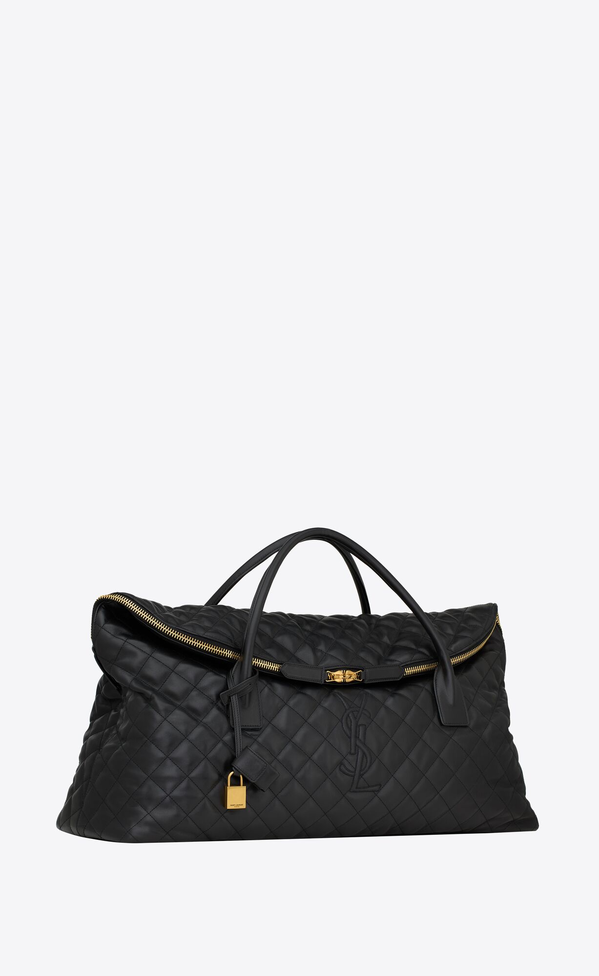 YSL Es Giant Travel Bag In Quilted Leather Black | EODWF7560