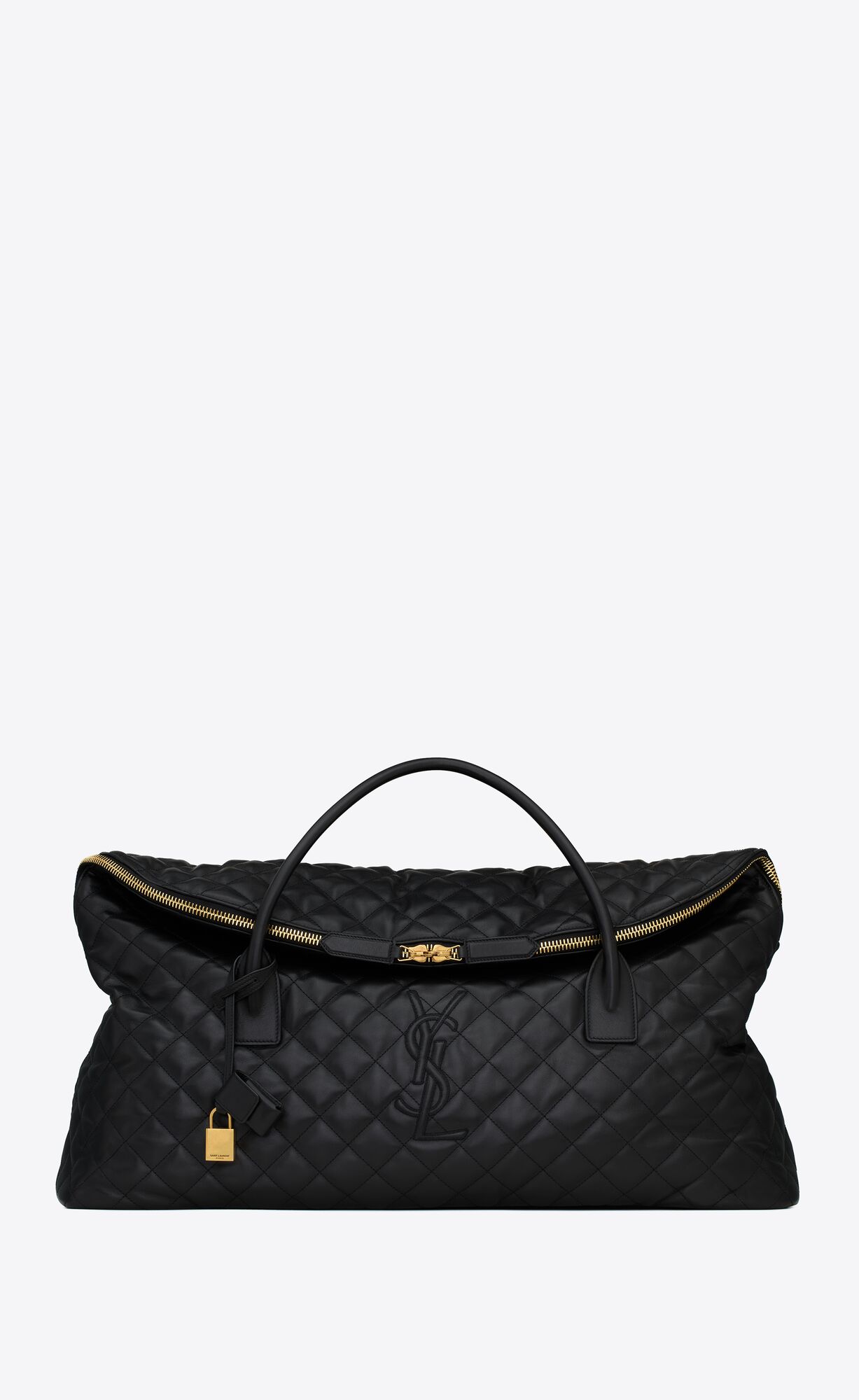 YSL Es Giant Travel Bag In Quilted Leather Black | EODWF7560