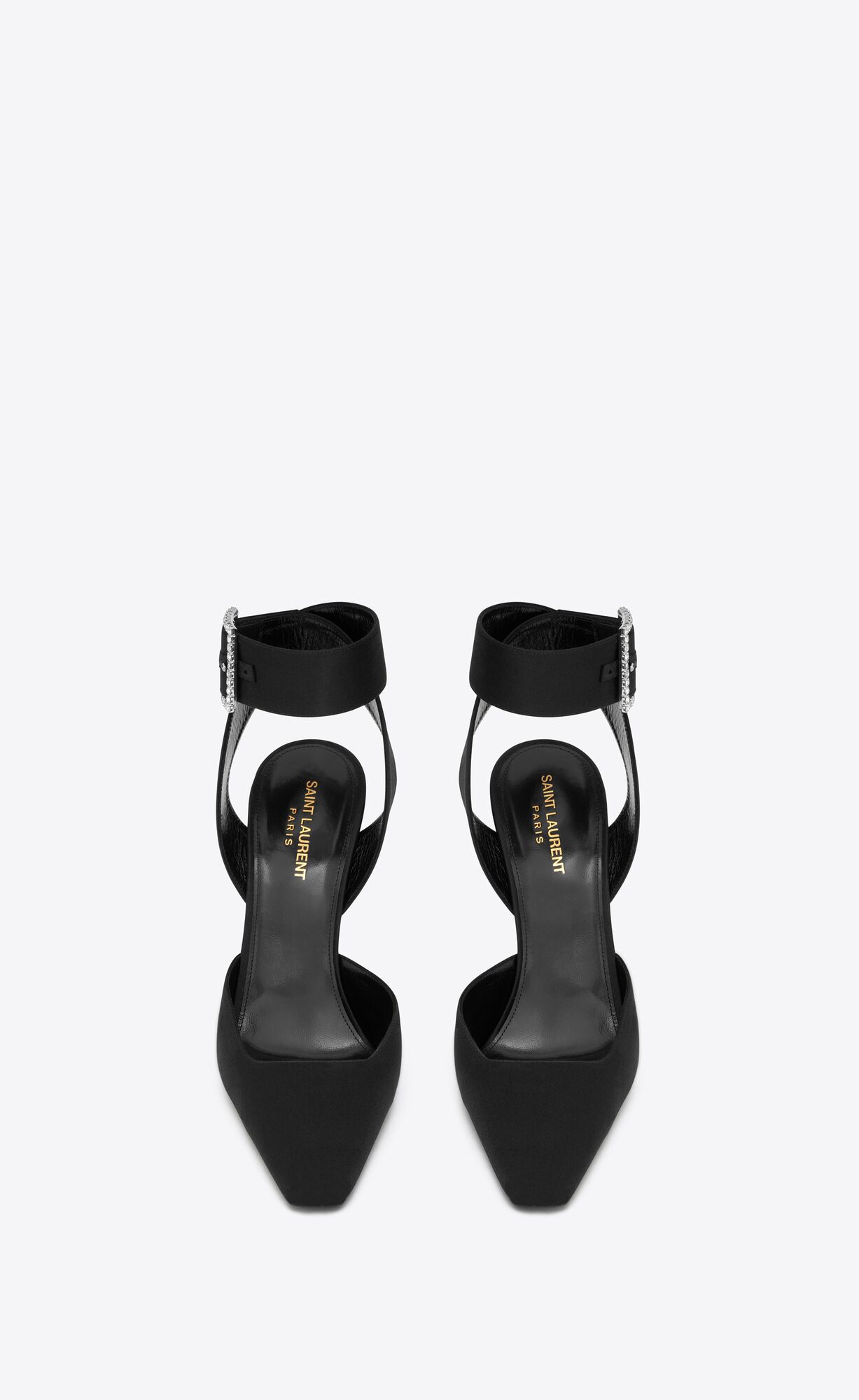 YSL Fanny Slingback Pumps In Crepe Satin Black | ZSLBJ0435