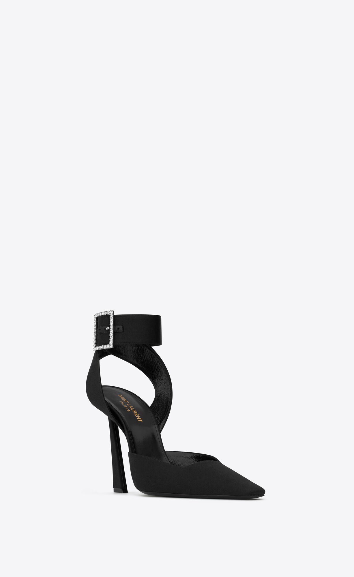 YSL Fanny Slingback Pumps In Crepe Satin Black | ZSLBJ0435