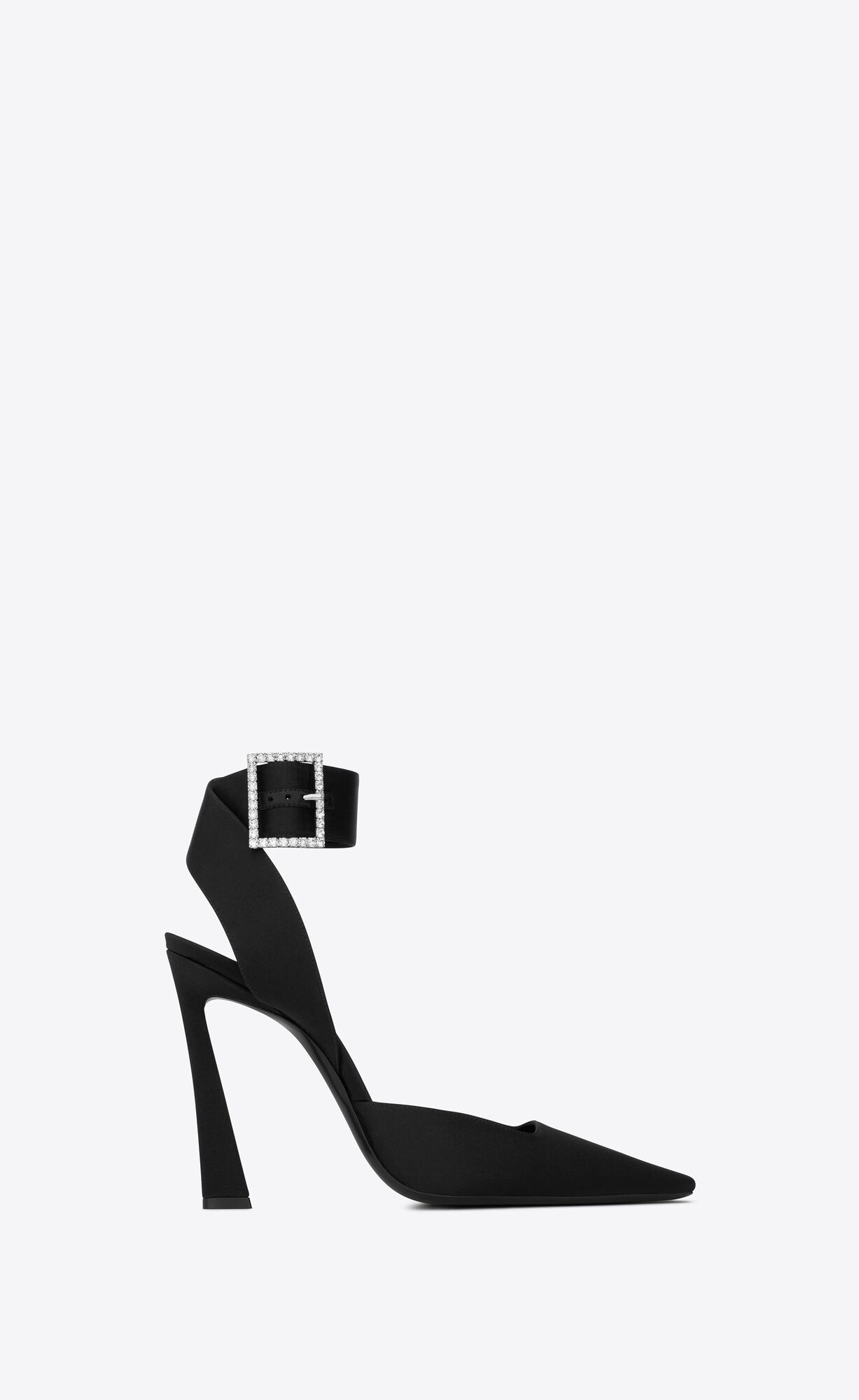 YSL Fanny Slingback Pumps In Crepe Satin Black | ZSLBJ0435