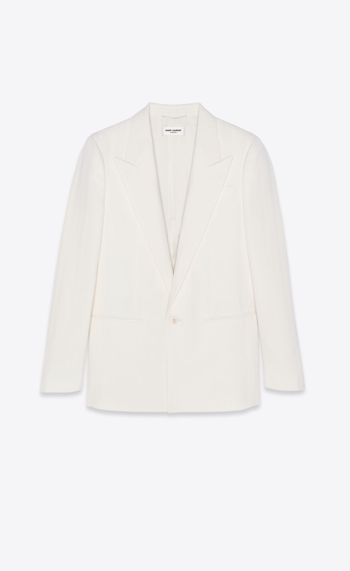 YSL Fitted Single-breasted Jacket In Striped Wool Craie | GMORX2354