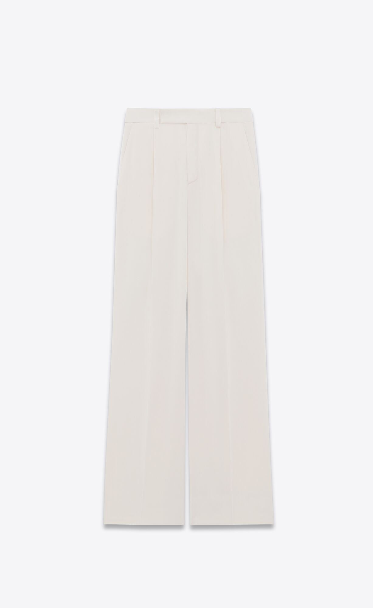 YSL Flared Pants In Crepe Satin Craie | VLYUC5183