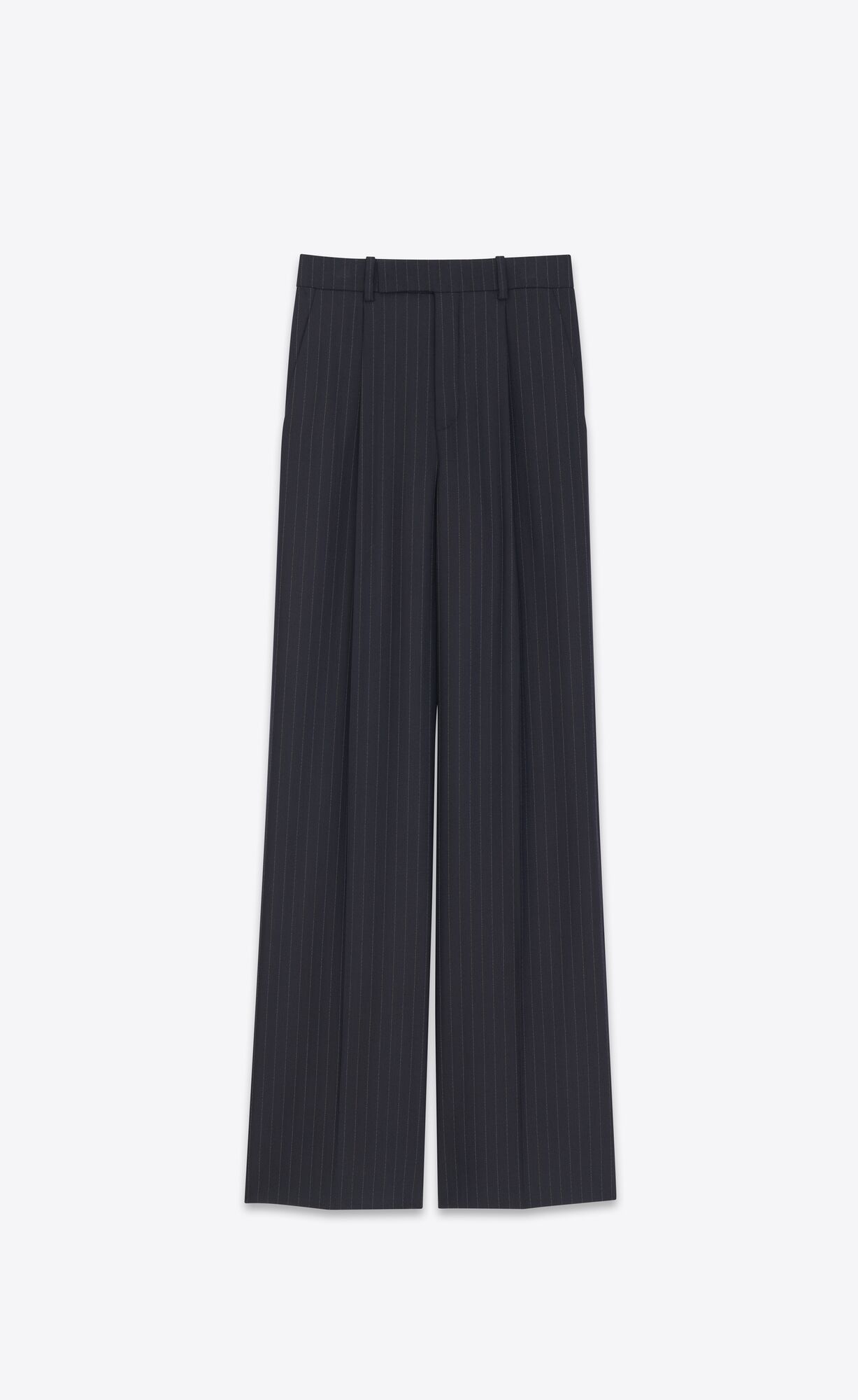 YSL Flared Pants In Striped Wool Marine Gris | GAUFO6028