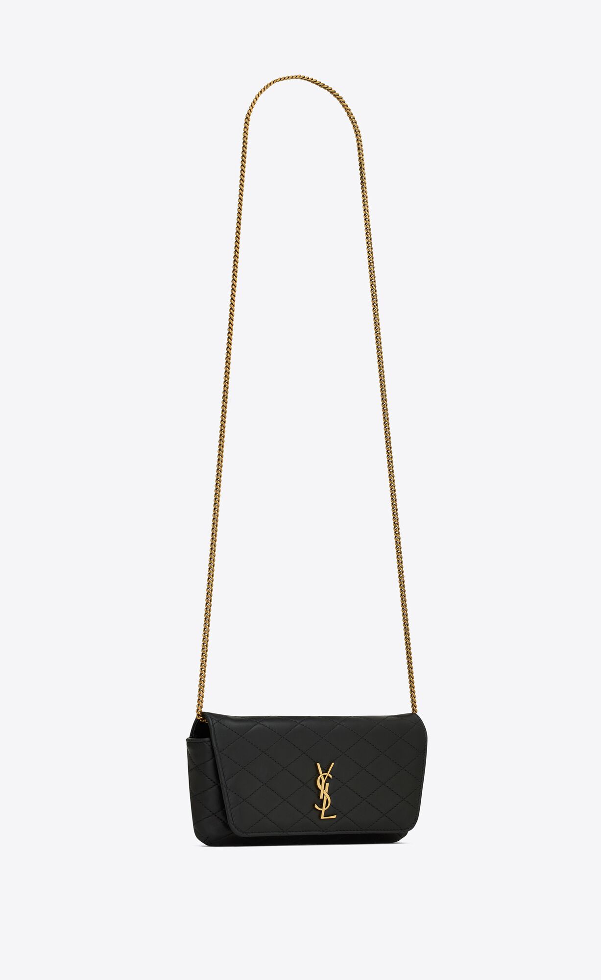 YSL Gaby Phone Holder In Quilted Leather Black | OMWSL3658