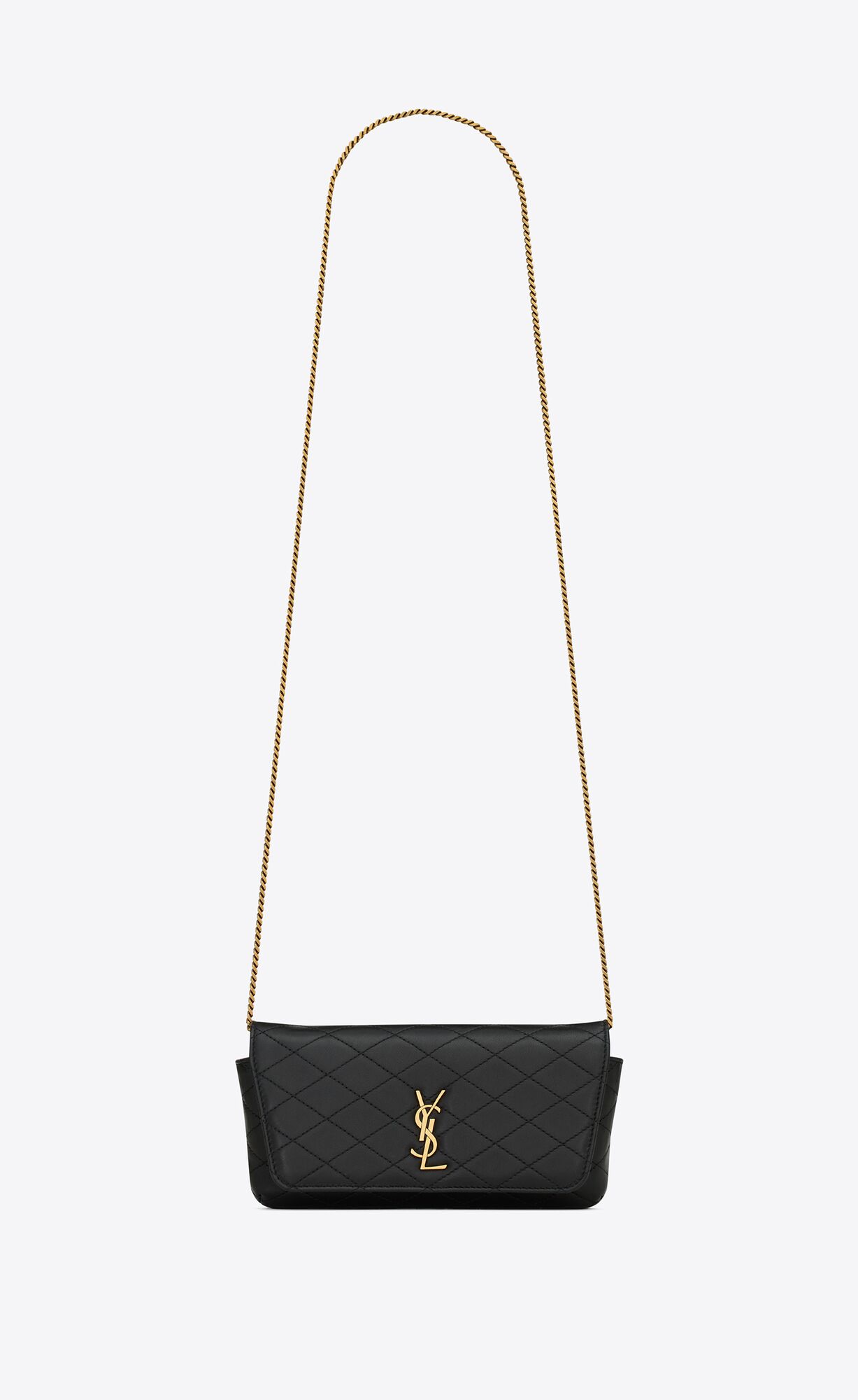 YSL Gaby Phone Holder In Quilted Leather Black | OMWSL3658