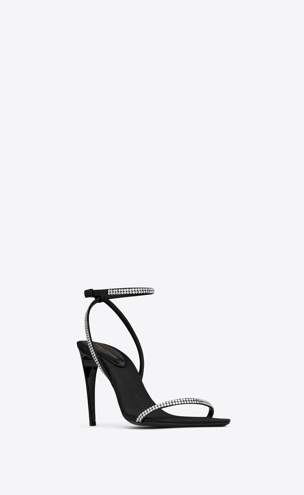 YSL Georgia Sandals In Crepe Satin With Rhinestones Black And Crystal | WXKQC3608