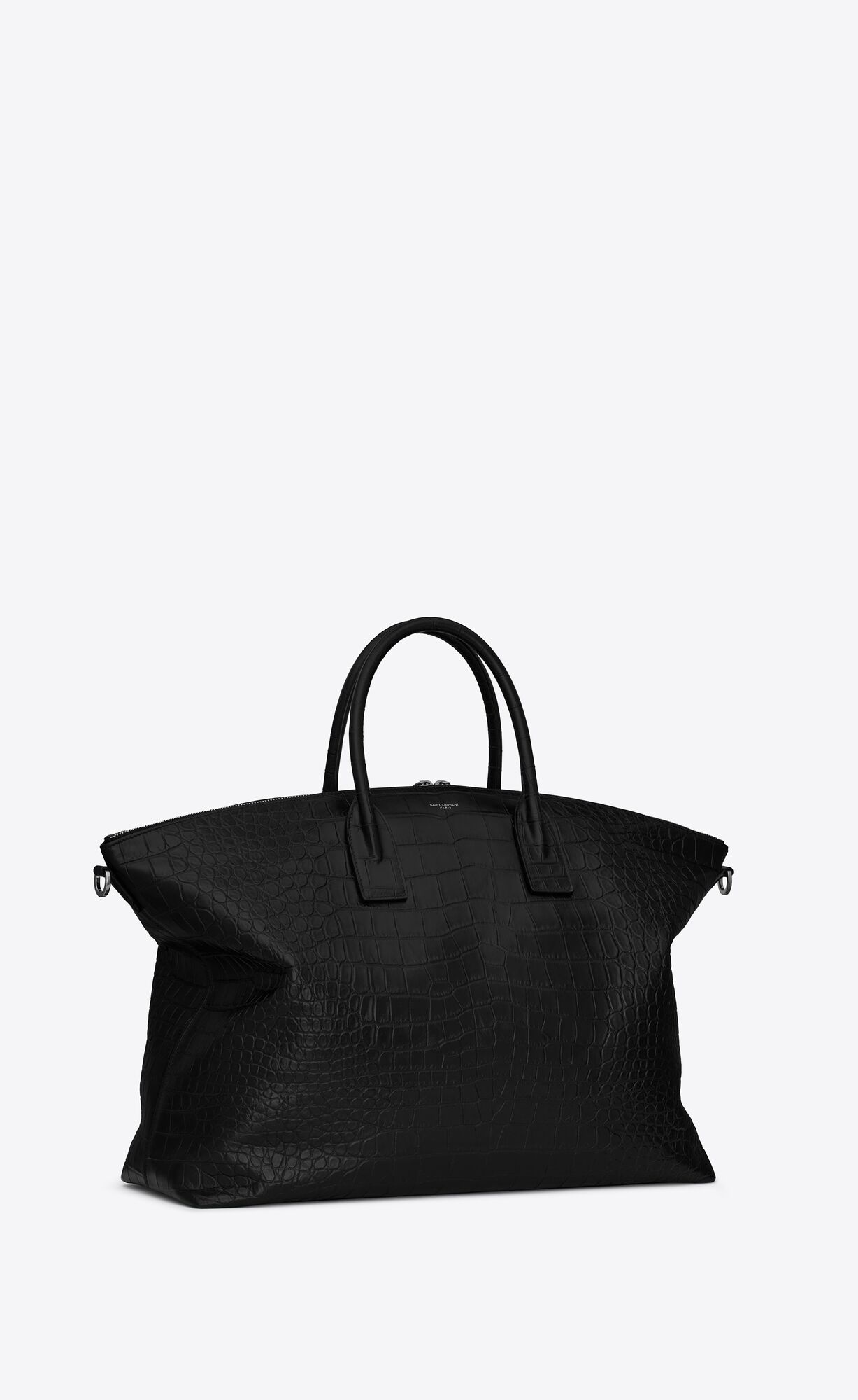 YSL Giant Bowling Bag In Crocodile-embossed Leather Black | SZWFU3251