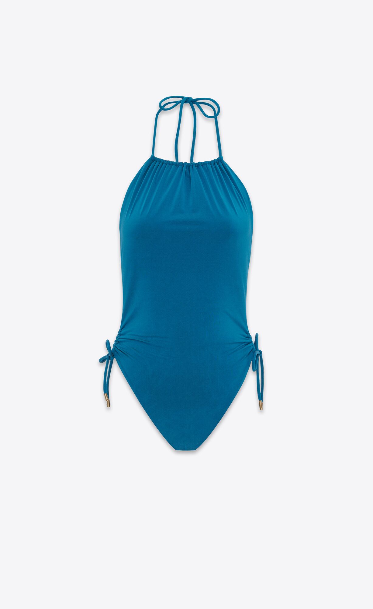 YSL Halterneck Swimsuit Bleu Profond | DVQTK6385