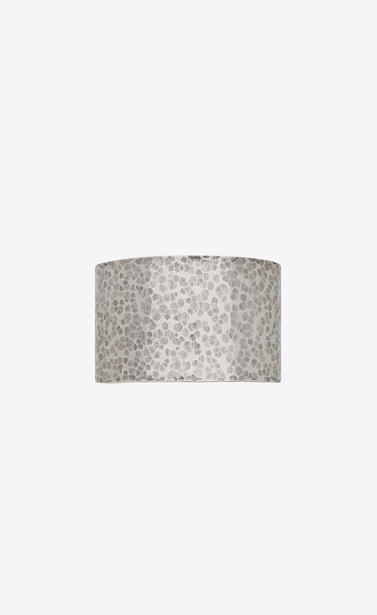 YSL Hammered Cuff Bracelet In Metal Oxidized Silver | MRKDO1095