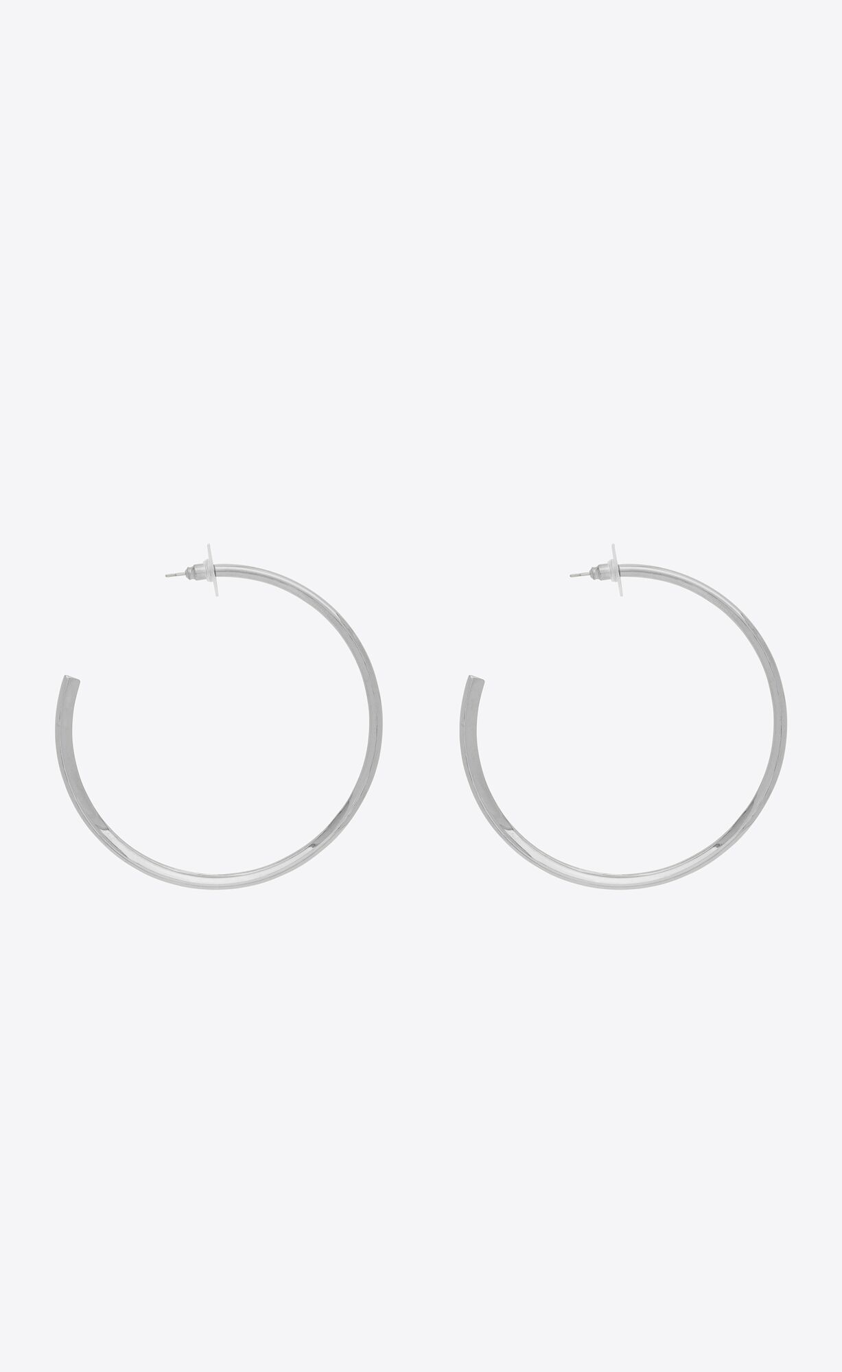 YSL Heart Hoop Earrings In Metal Palladium And Black | EGSWY8927