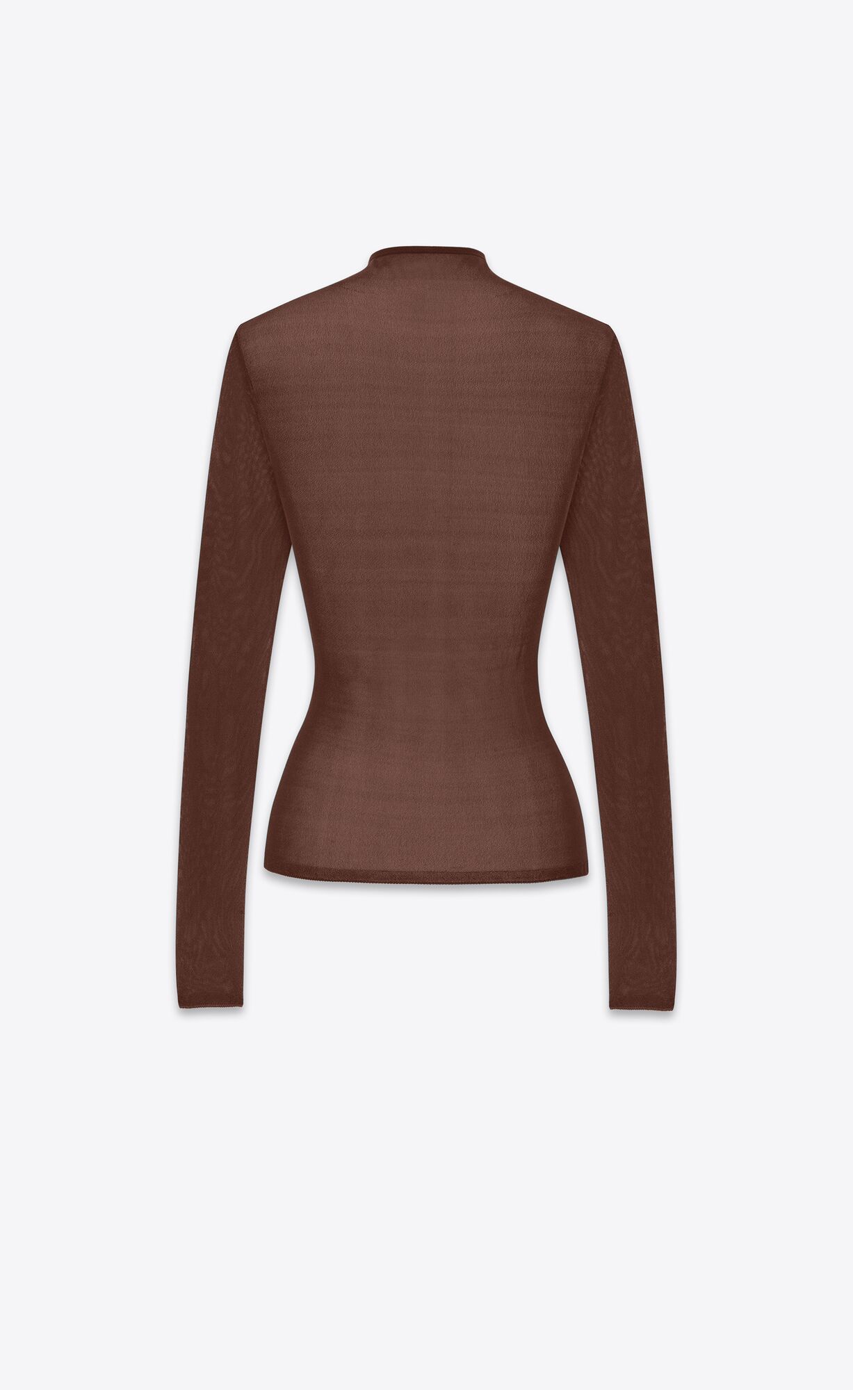 YSL High Neck Top In Silk Chocolat | LAQDW6975