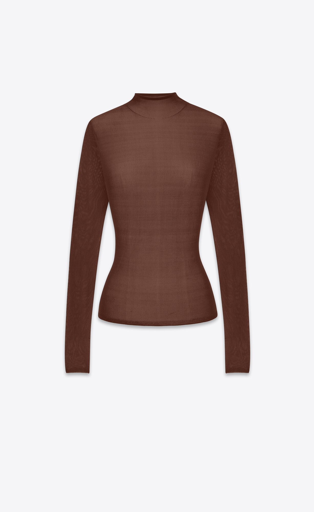 YSL High Neck Top In Silk Chocolat | LAQDW6975