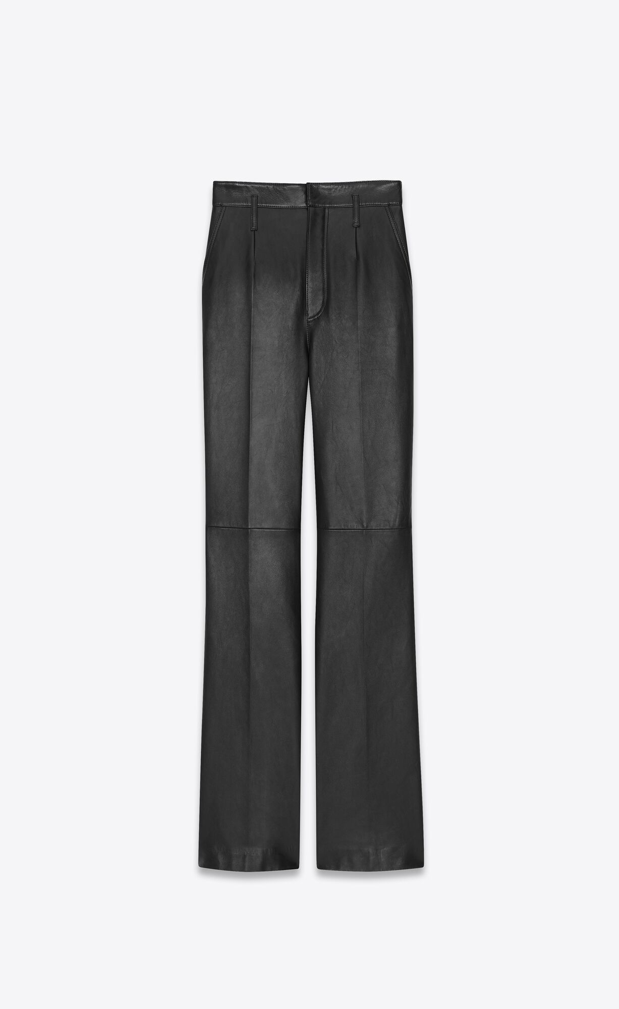 YSL High Waisted Pants In Lambskin Black | TFHVO3061