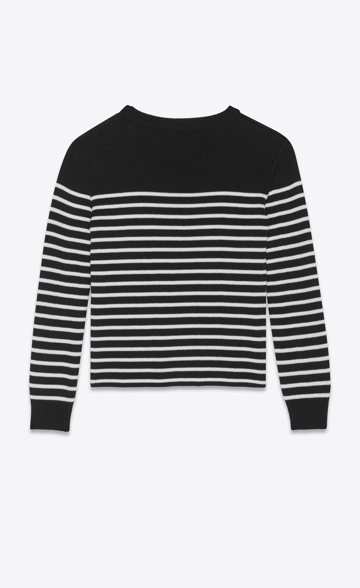 YSL High-neck Sweater In A Sailor Knit Black And Chalk | ZNXUF4269