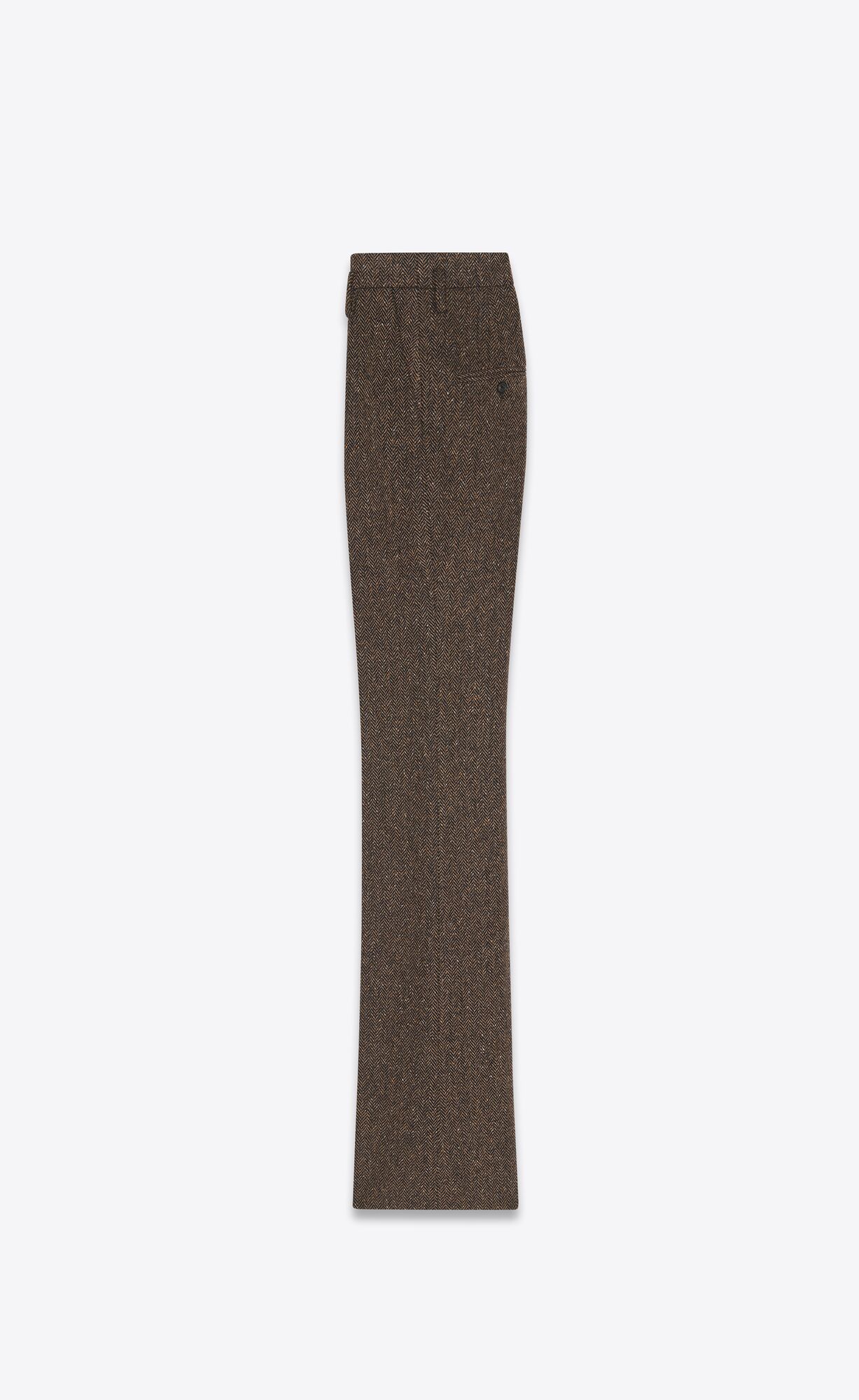 YSL High-waisted Pants In Chevron Tweed Moka | QLMBU4592