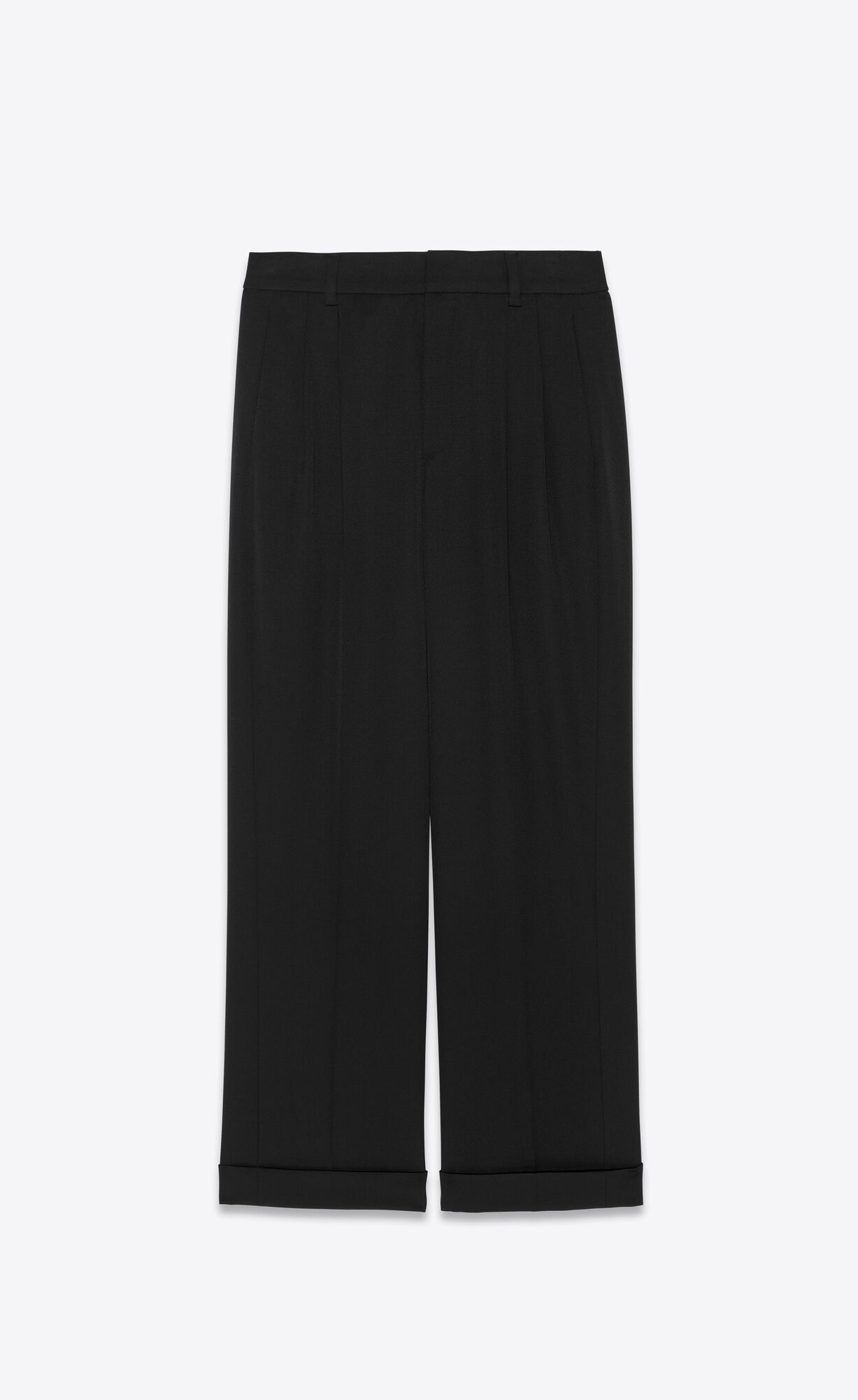 YSL High-waisted Pants In Grain De Poudre Noir | NZTSU0856