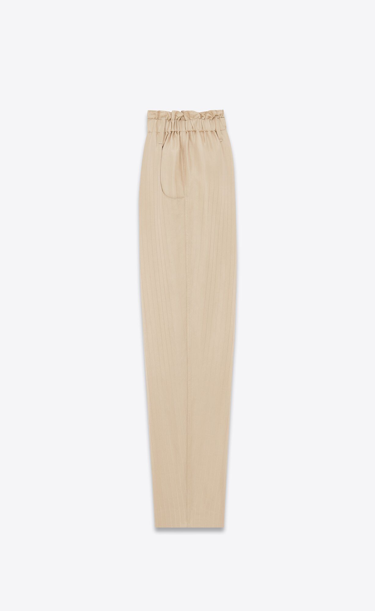 YSL High-waisted Pants In Matte And Shiny Striped Silk Sable | HDMWX9073